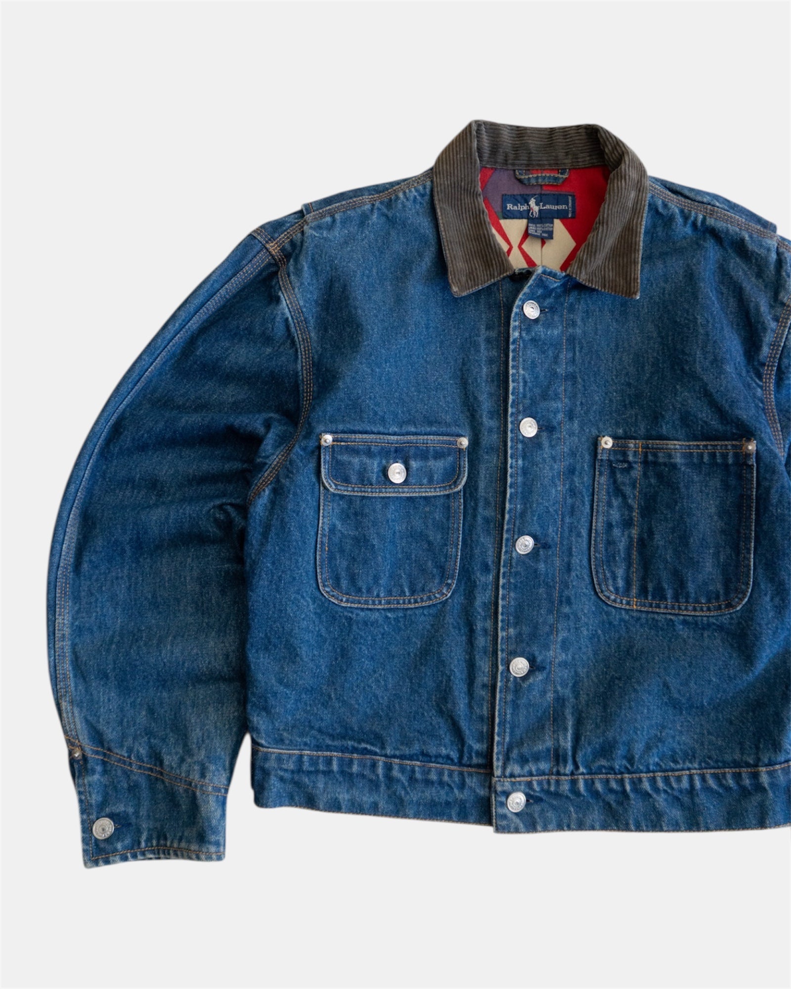 (M) 1990’S RARE PIECE VINTAGE RALPH LAUREN  DENIM AZTEC JACKET