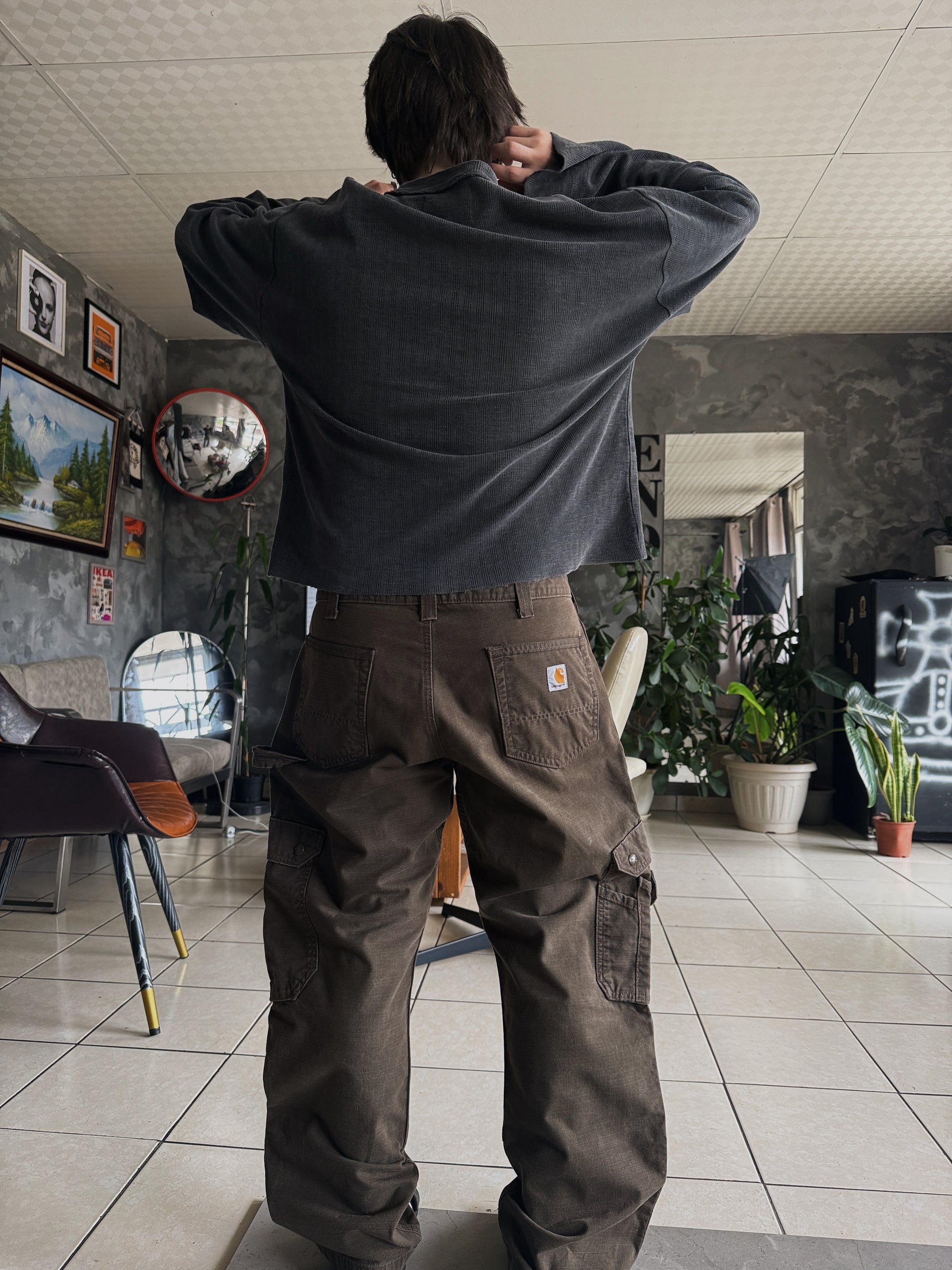 VINTAGE CARHARTT BROWN CARGO PANTS - 35x30