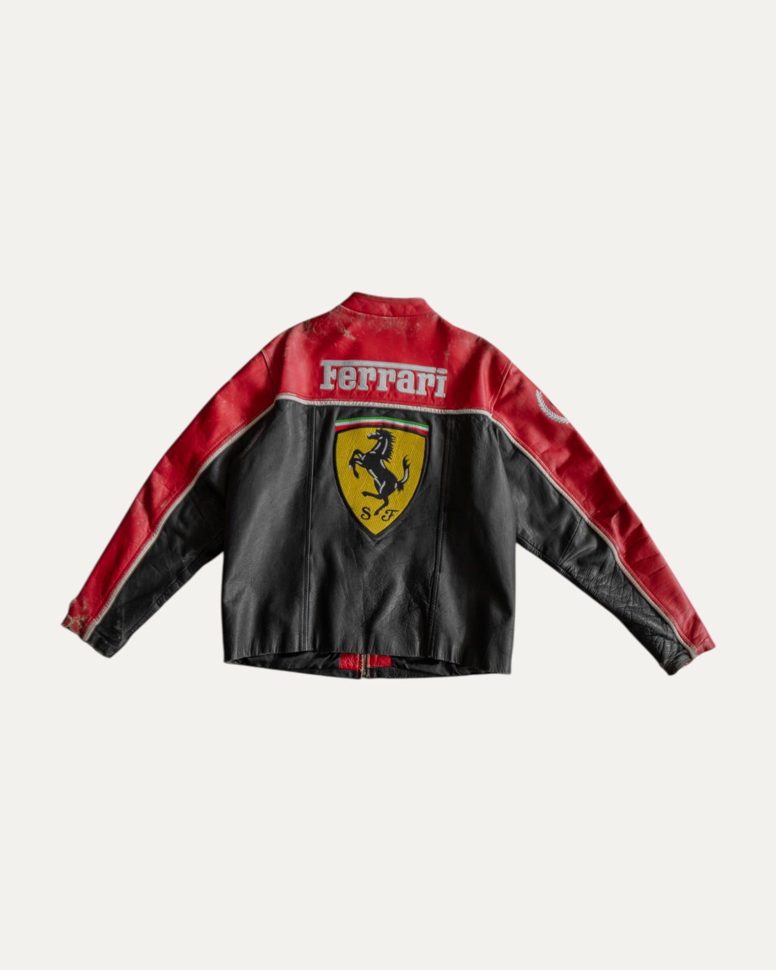 (M) 1990’S VINTAGE FERRARI RACING LEATHER JACKET