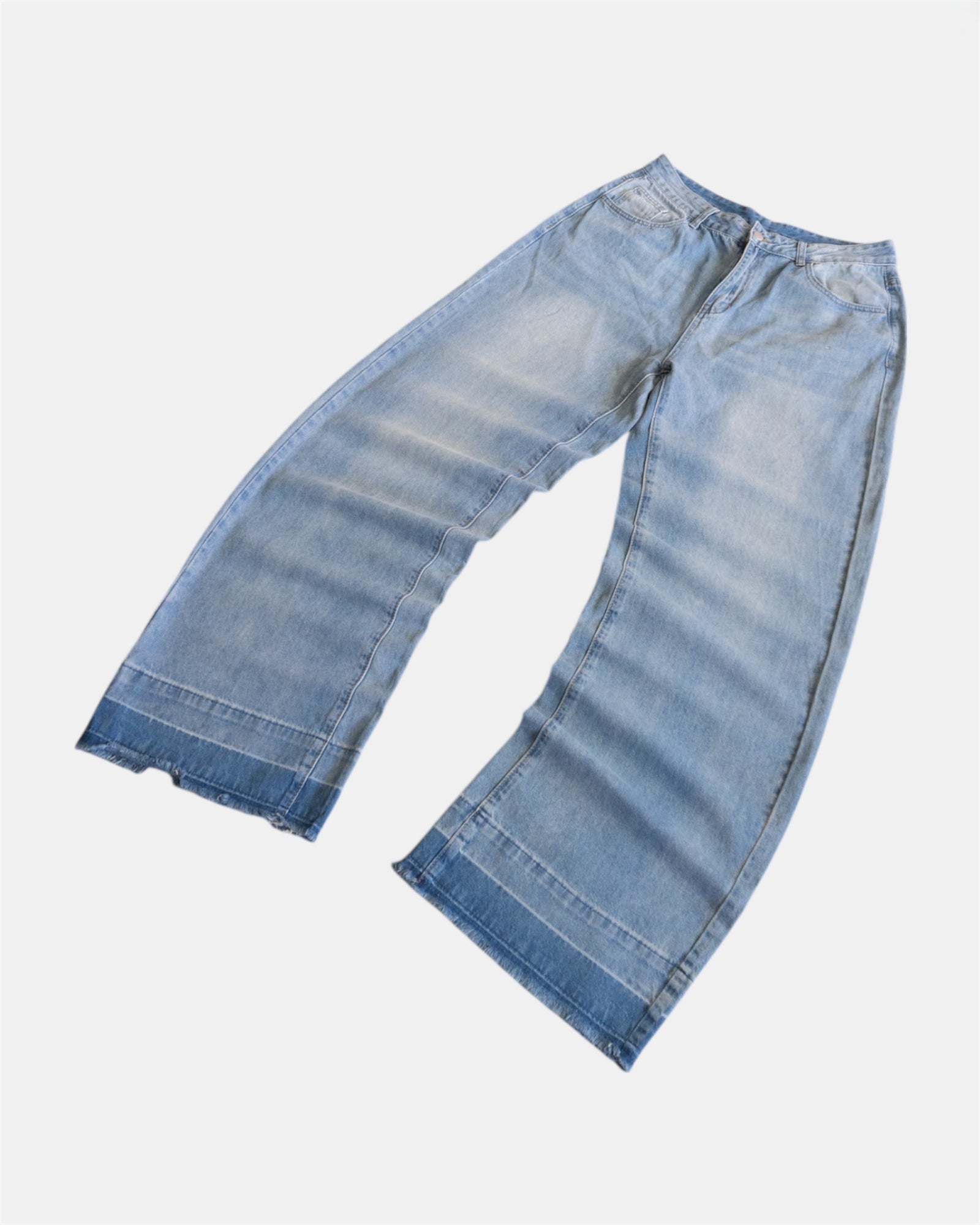 DENIM WASHED BAGGY WIDE LEG JEANS - 32x34
