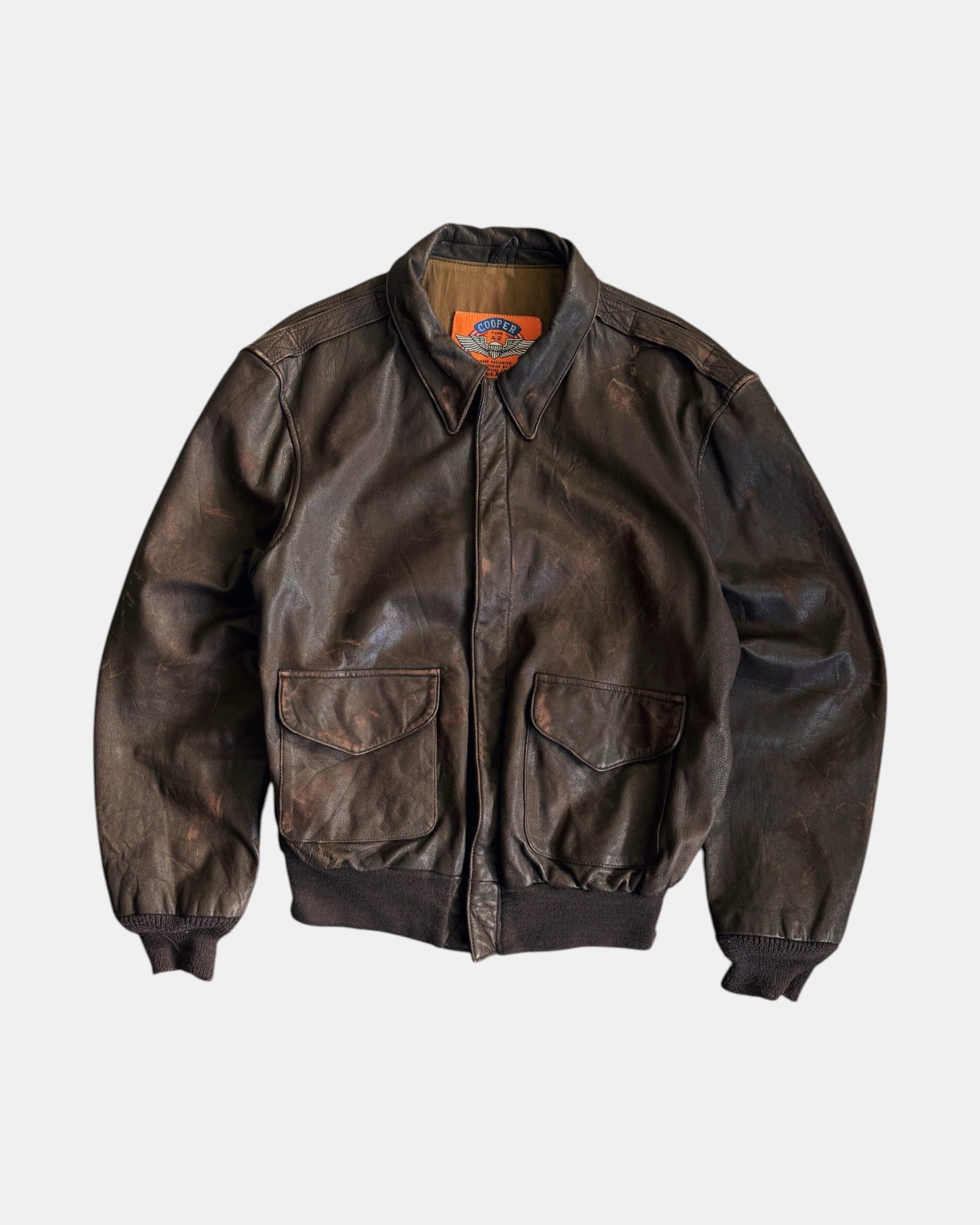 (L) 90’S VINTAGE COOPER TYPE A-2 LEATHER SMOKE JACKET