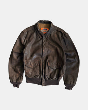(L) 90’S VINTAGE COOPER TYPE A-2 LEATHER SMOKE JACKET