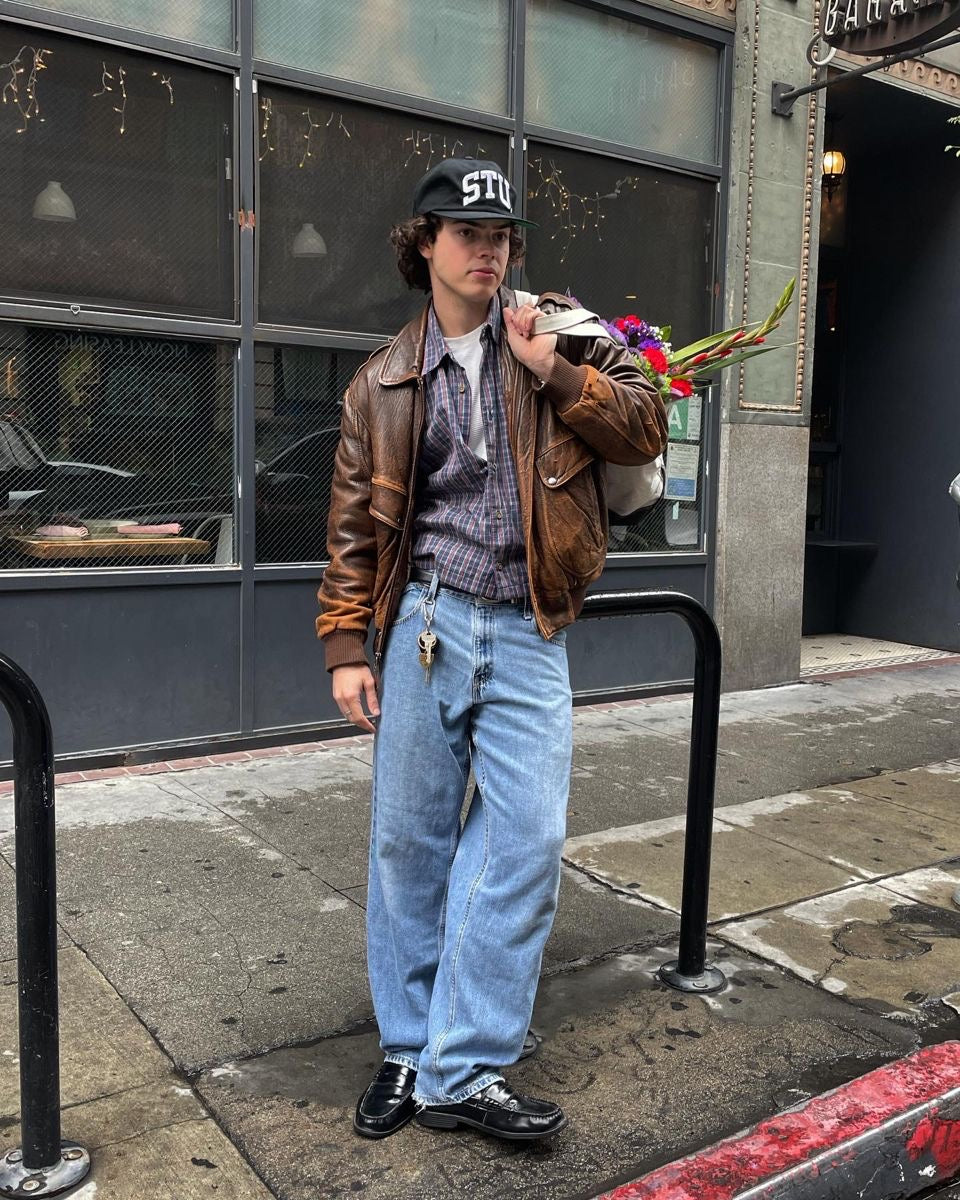 (M) 90’s Vintage Remy Leather Brown Bomber Jacket Pilot