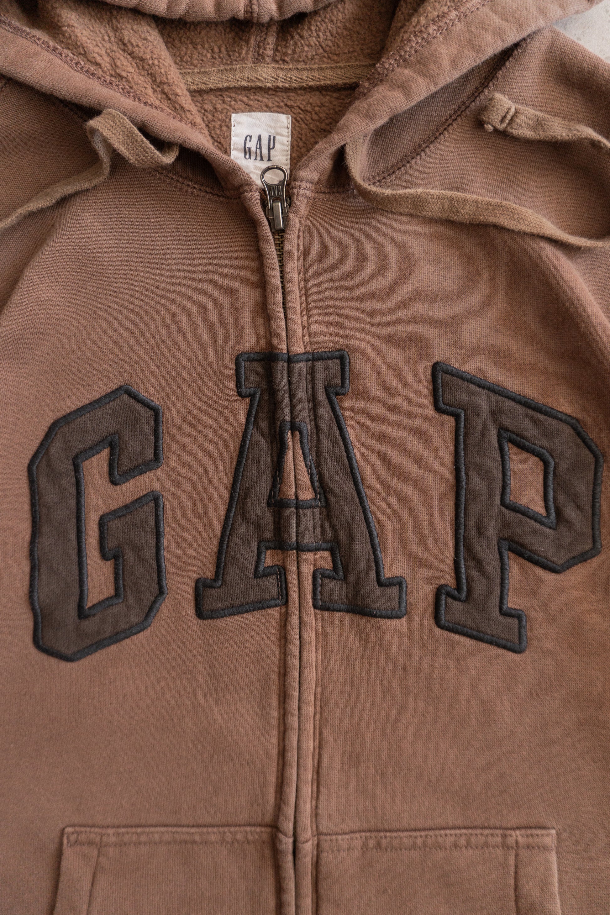 (M) GAP BROWN FADED HOODIE FULL ZIP