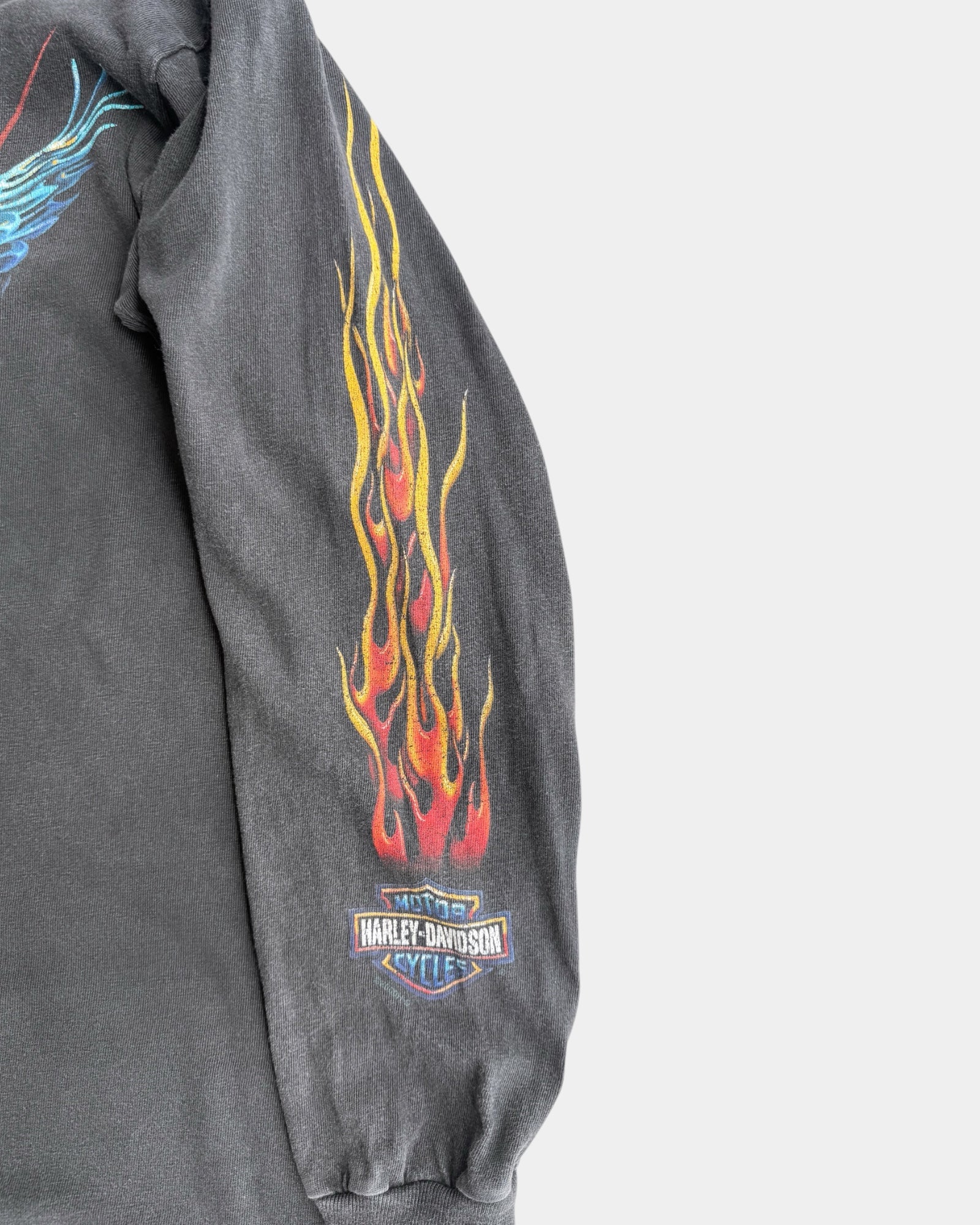 (M) 00’S VINTAGE HARLEY DAVIDSON SUN FADED FLAMES LONG SLEEVE