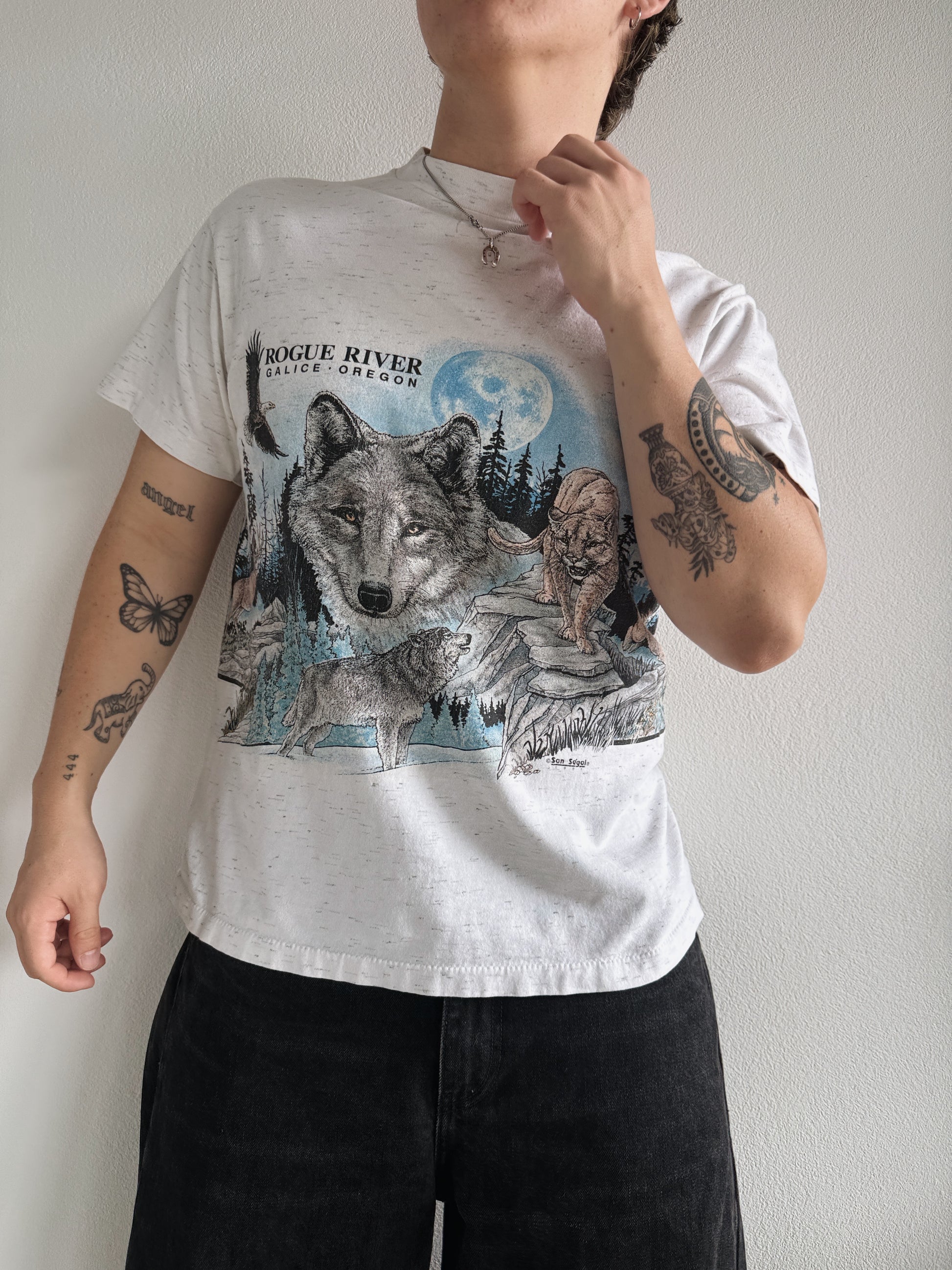 (M) 90’S VINTAGE WOLF NATURE ART TEE