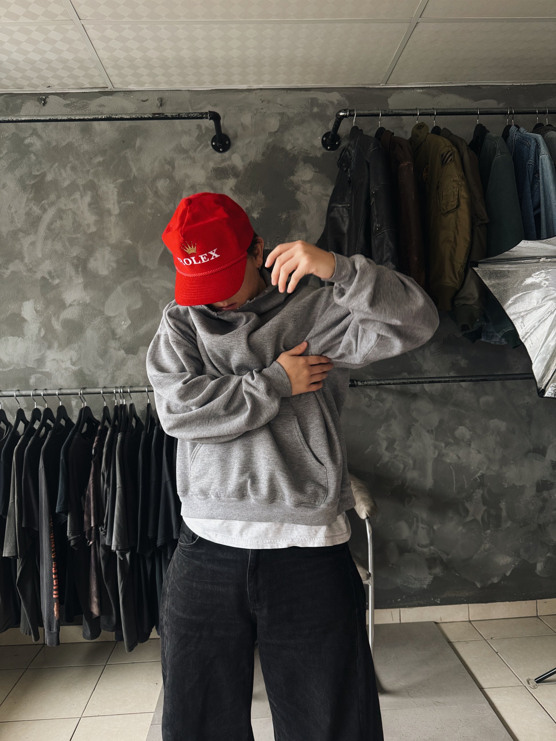 (BOXY L) 90’S VINTAGE MOUNTAIN BLANK HOODIE