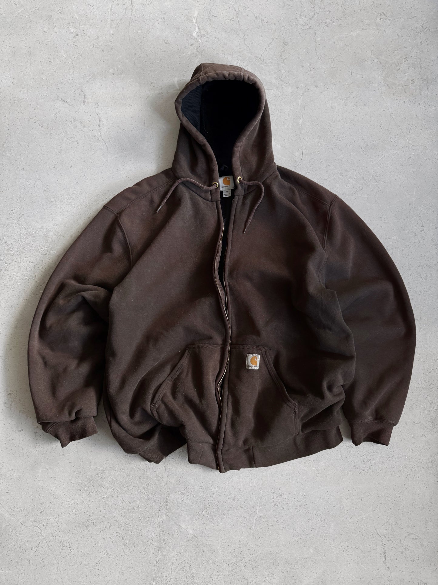 (XL) 2000’S VINTAGE CARHARTT MOCCA HOODIE WORKWEAR FULL ZIP