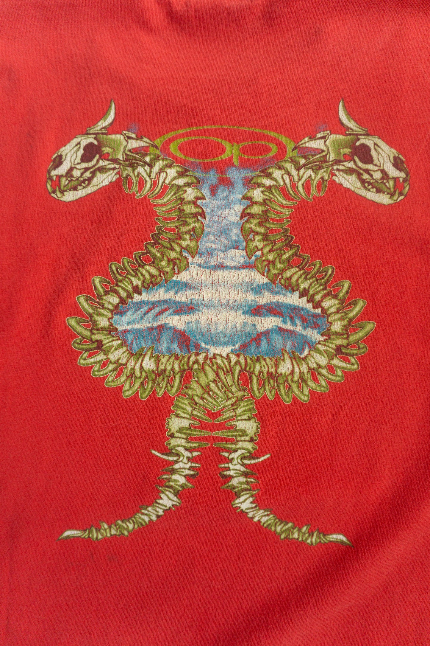 (M/L) 00’S Y2K OCEAN PACIFIC DRAGON SKELETON TEE