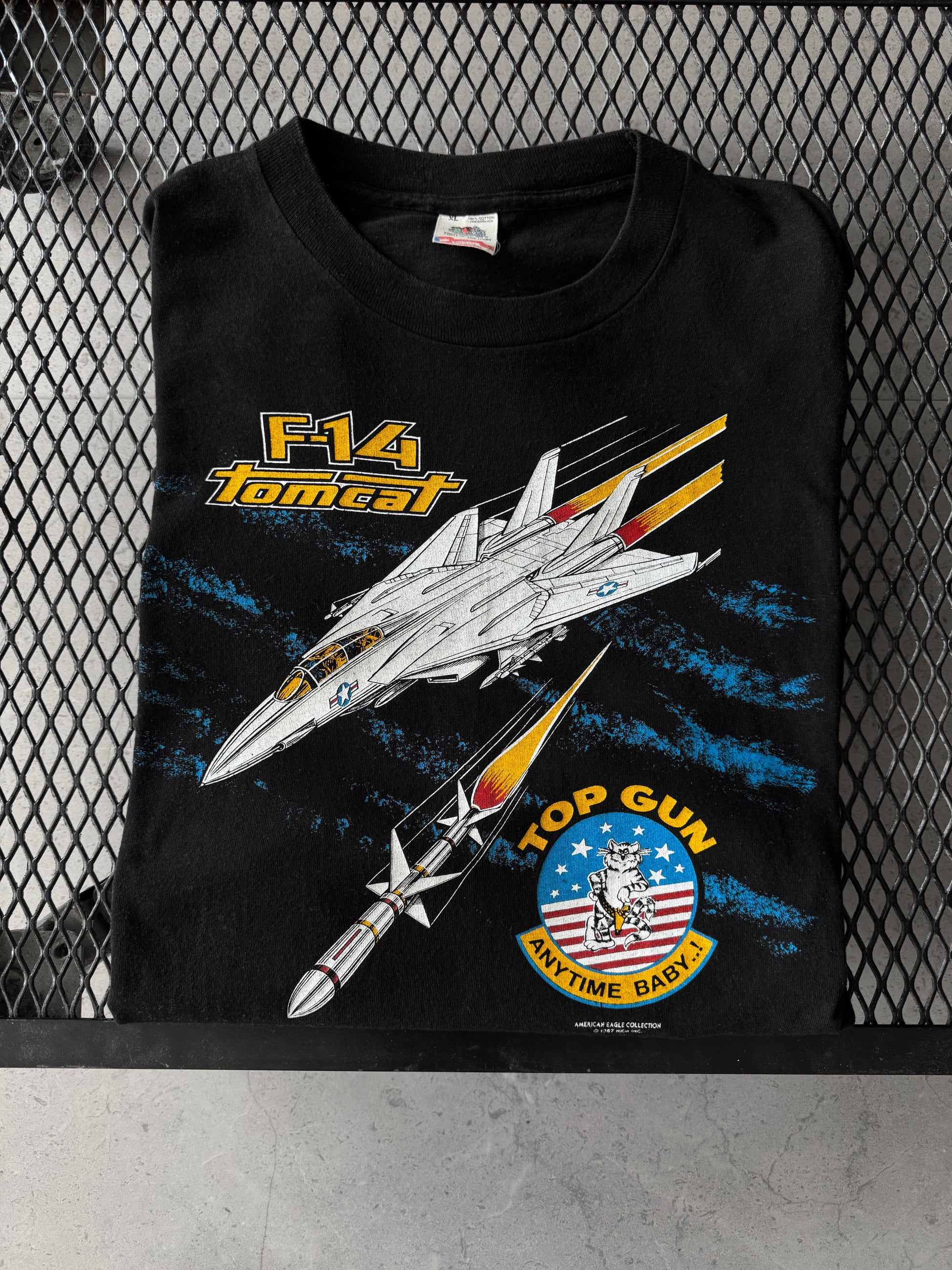 (L/XL) 80’S VINTAGE RARE TOPGUN TOM CAT F-14 TEE