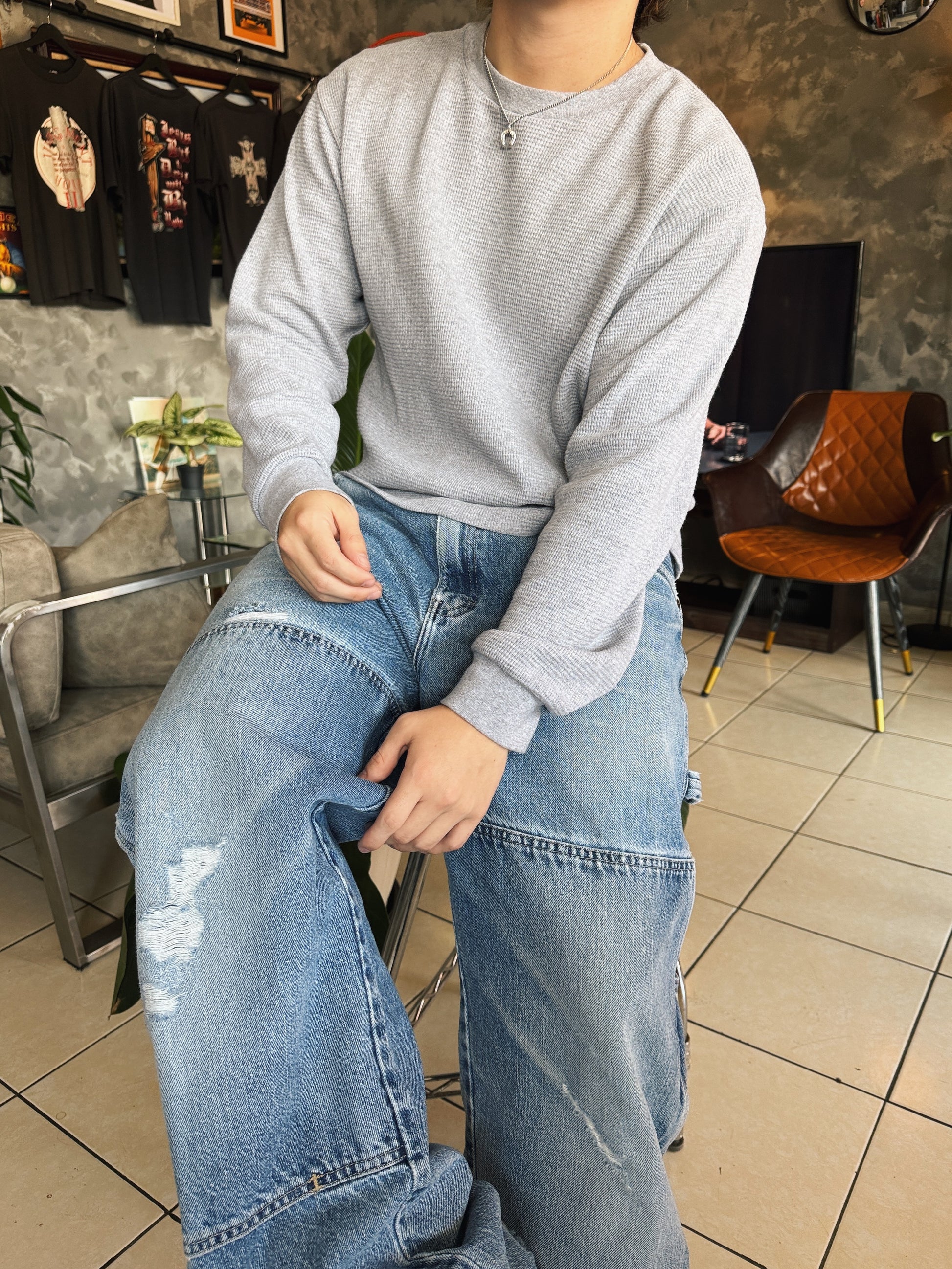 VINTAGE DICKIES DENIM DOUBLE KNEE PANTS - 36x32