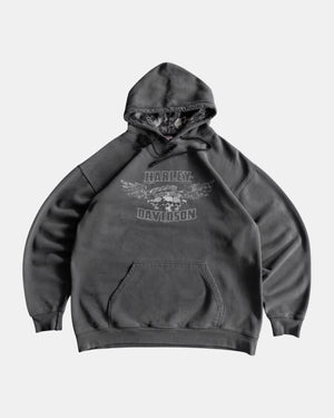 (L) VINTAGE HARLEY DAVIDSON SKULL FADED HOODIE