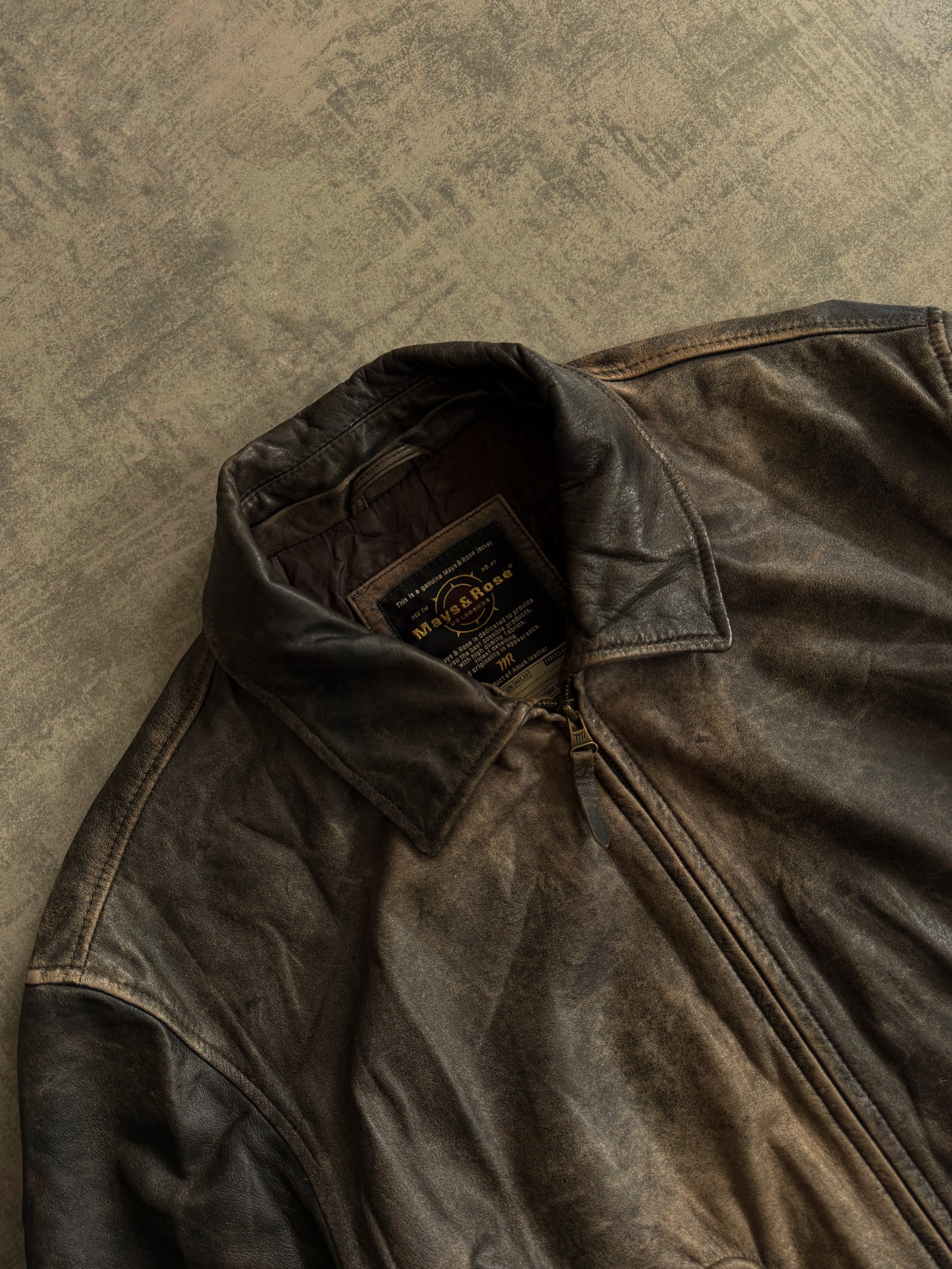 (L) VINTAGE MAY&ROSE FADED LEATHER JACKET