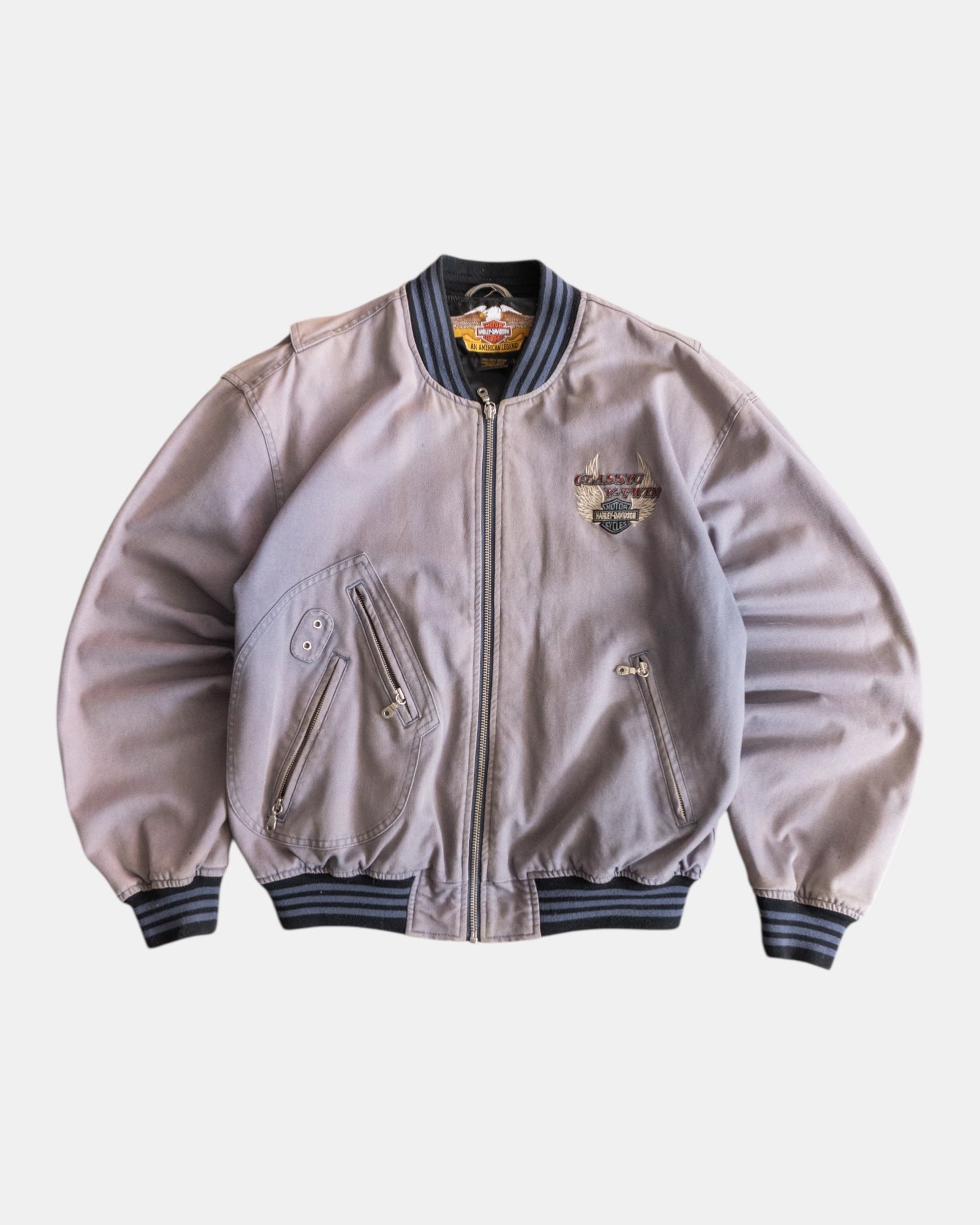 (L) 90’S VINTAGE HARLEY DAVIDSON FADED D-POCKET BOMBER JACKET