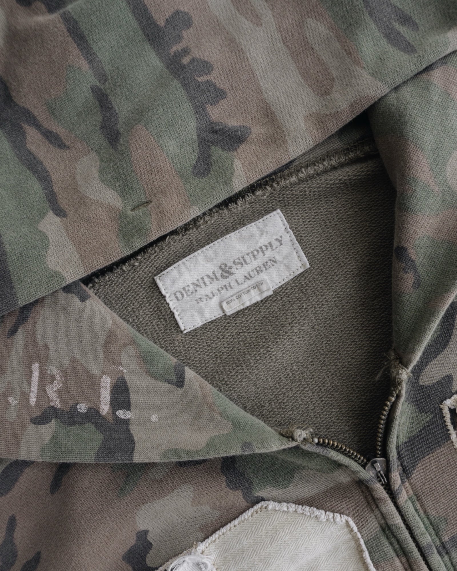 (L) VINTAGE POLO RALPH LAUREN X DENIM & SUPPLY (SIX SEVEN) CAMO HOODIE FULL ZIP