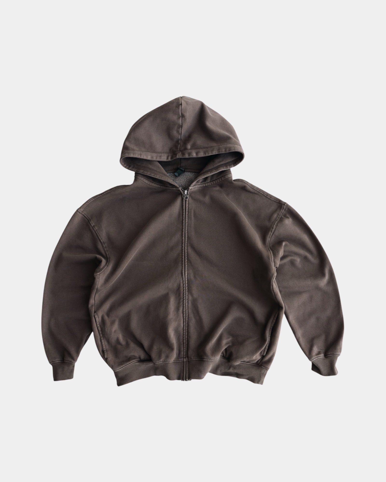 (M) SUNFADED BROWN HOODIE FULL ZIP