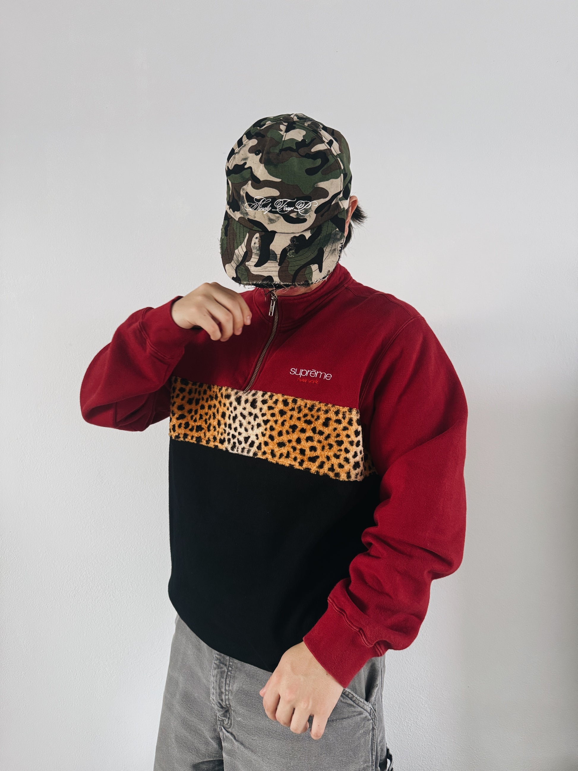 (M) SUPREME LEOPARD PANEL SWEATER (OG)