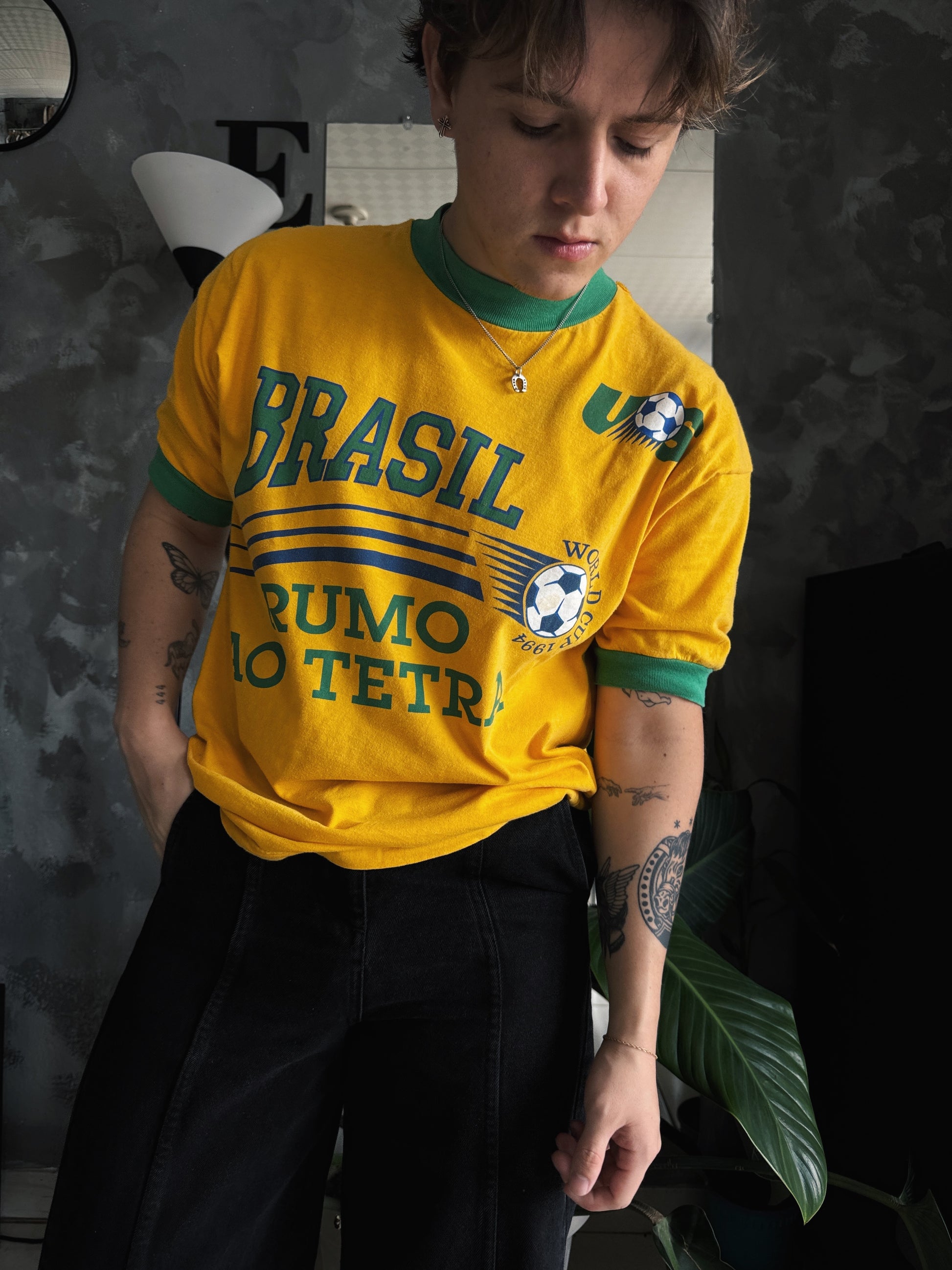 (L) 90’S VINTAGE BRASIL 1994 WORLD CUP TEE BLOKECORE TEE