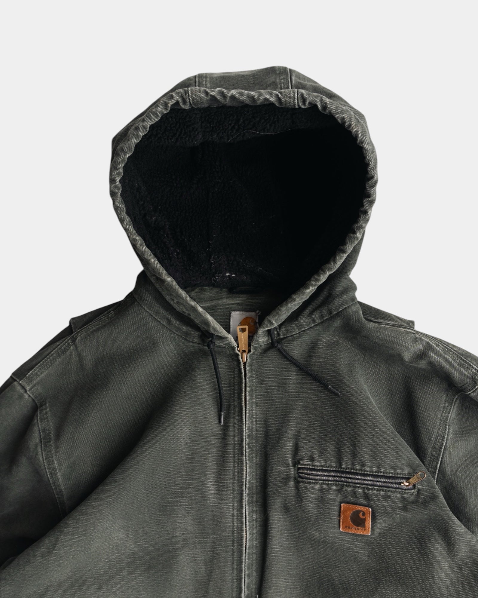 (XL) VINTAGE CARHARTT J141 ACTIVE WASHED DUCK CANVAS SHERPA LINED JACKET