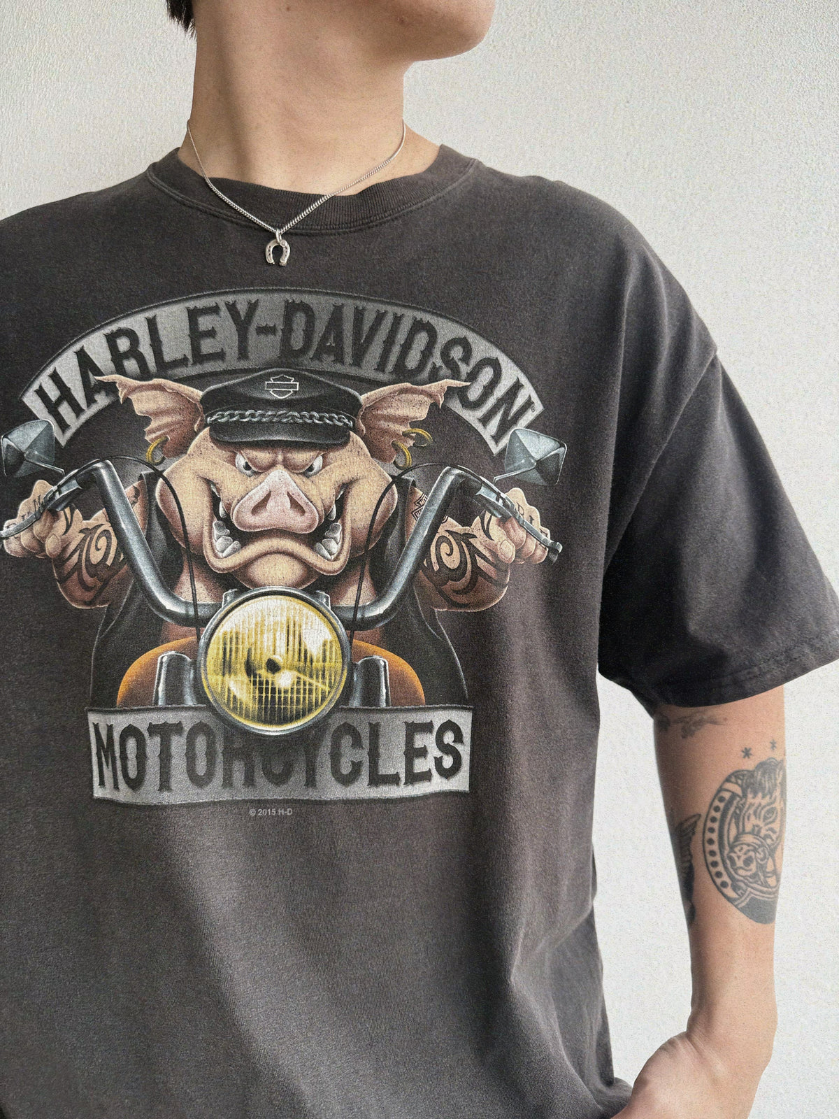 (L) HARLEY DAVIDSON MOTORCYCLES HALIFAX PIG FADED TEE