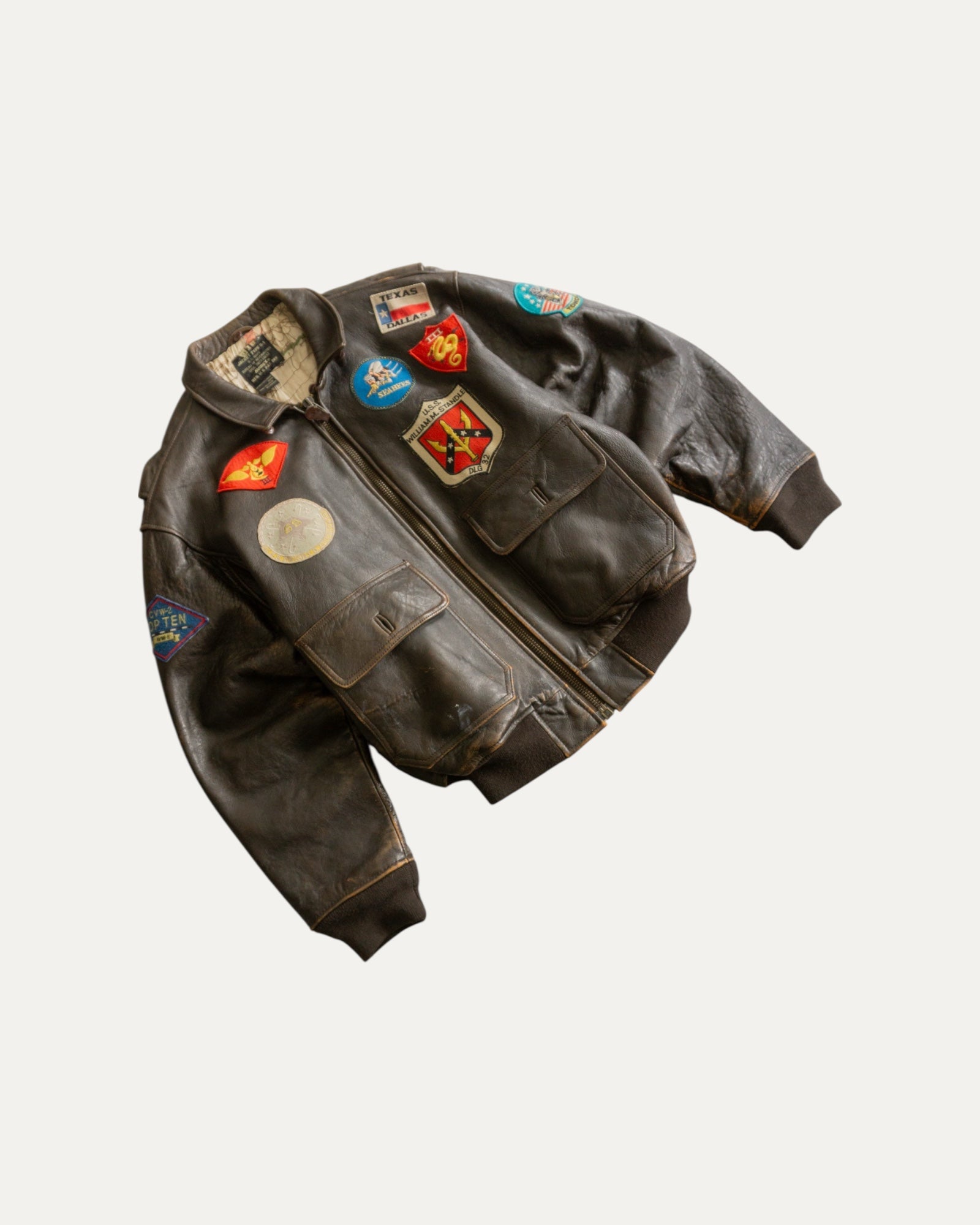 (L) RARE VINTAGE AVIREX LEATHER TYPE G-1 TOP GUN JACKET