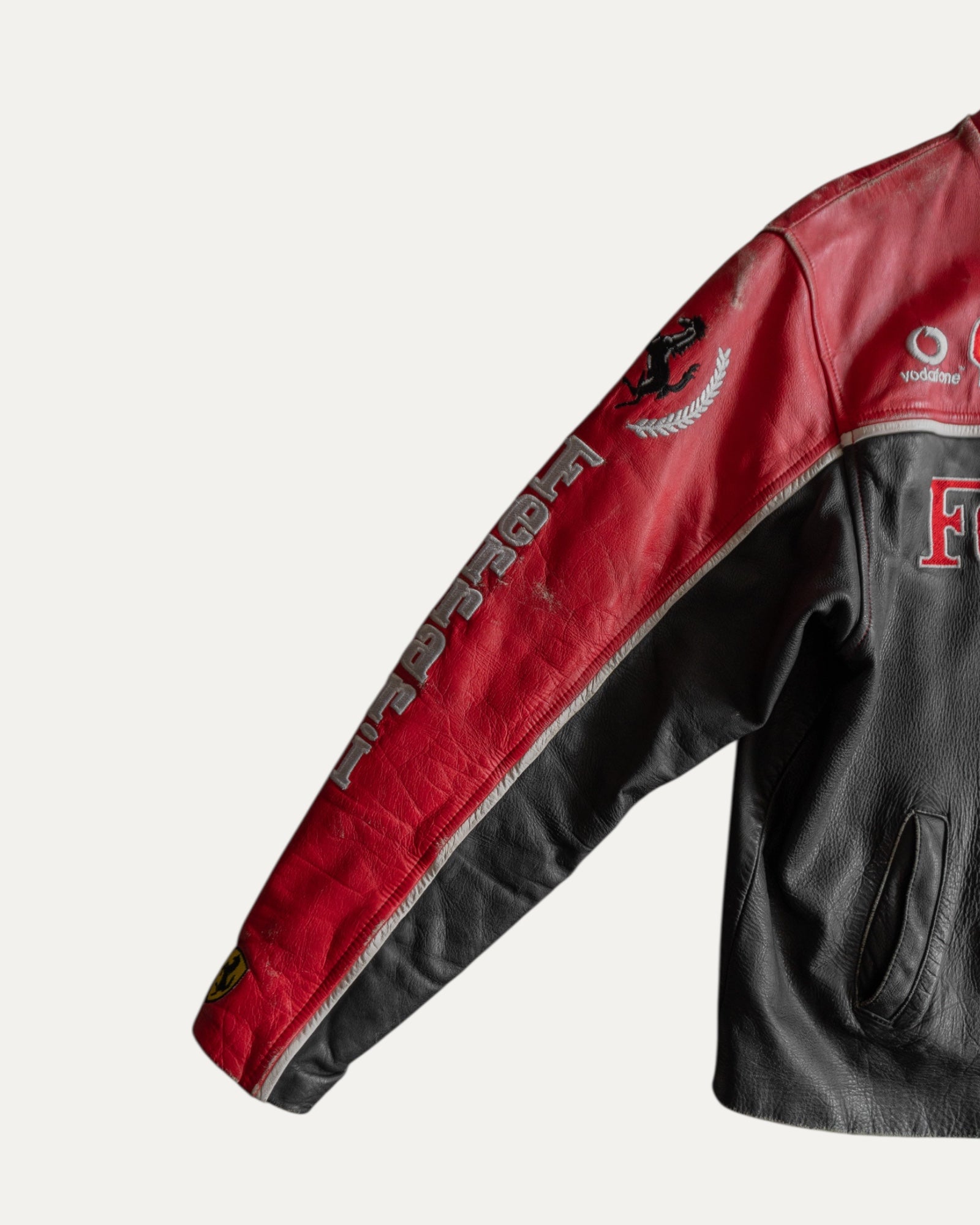 (M) 1990’S VINTAGE FERRARI RACING LEATHER JACKET