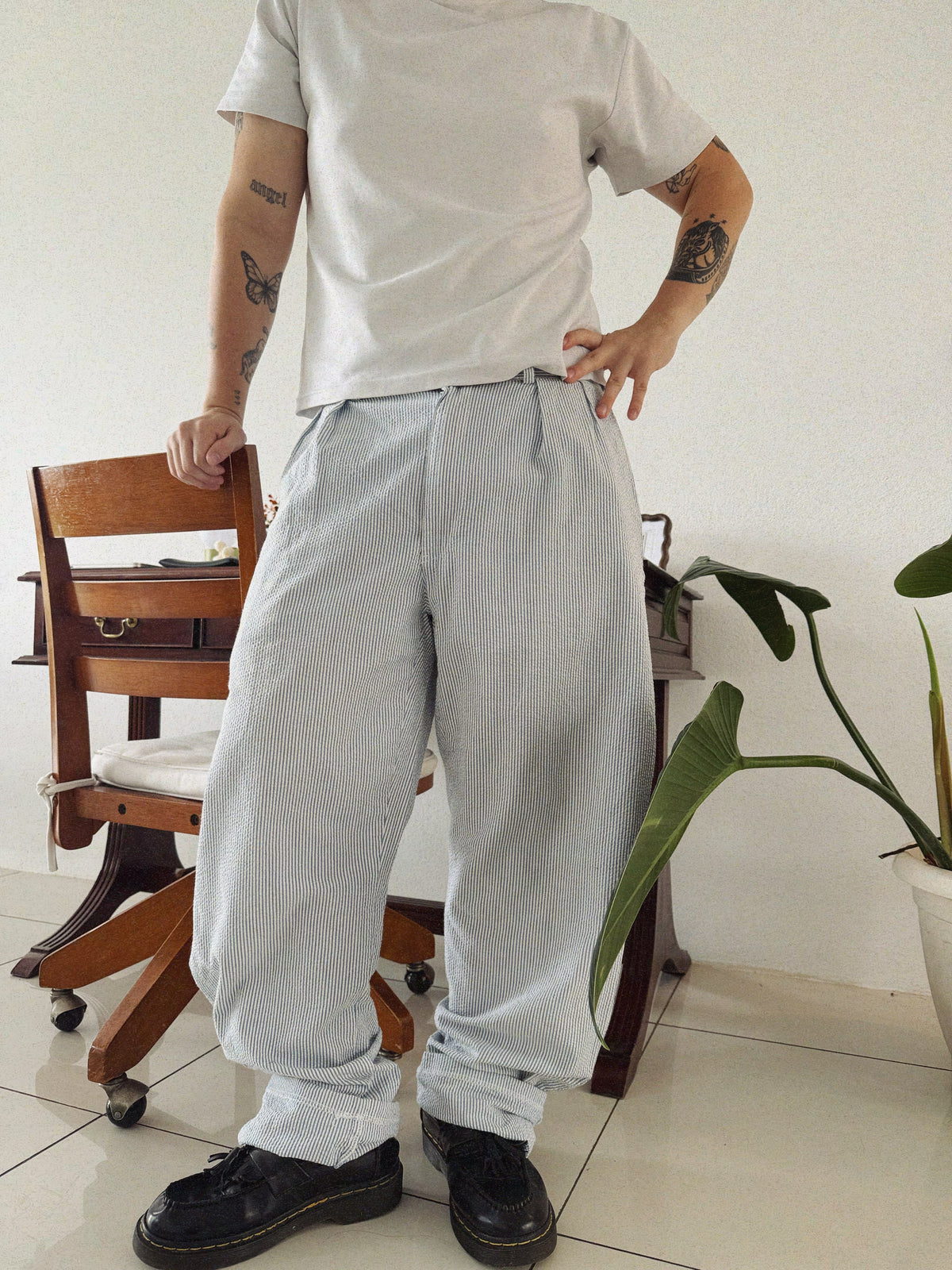 VINTAGE POLO RALPH LAUREN 2 TUCK SEER SUCKER PANTS - 34x32