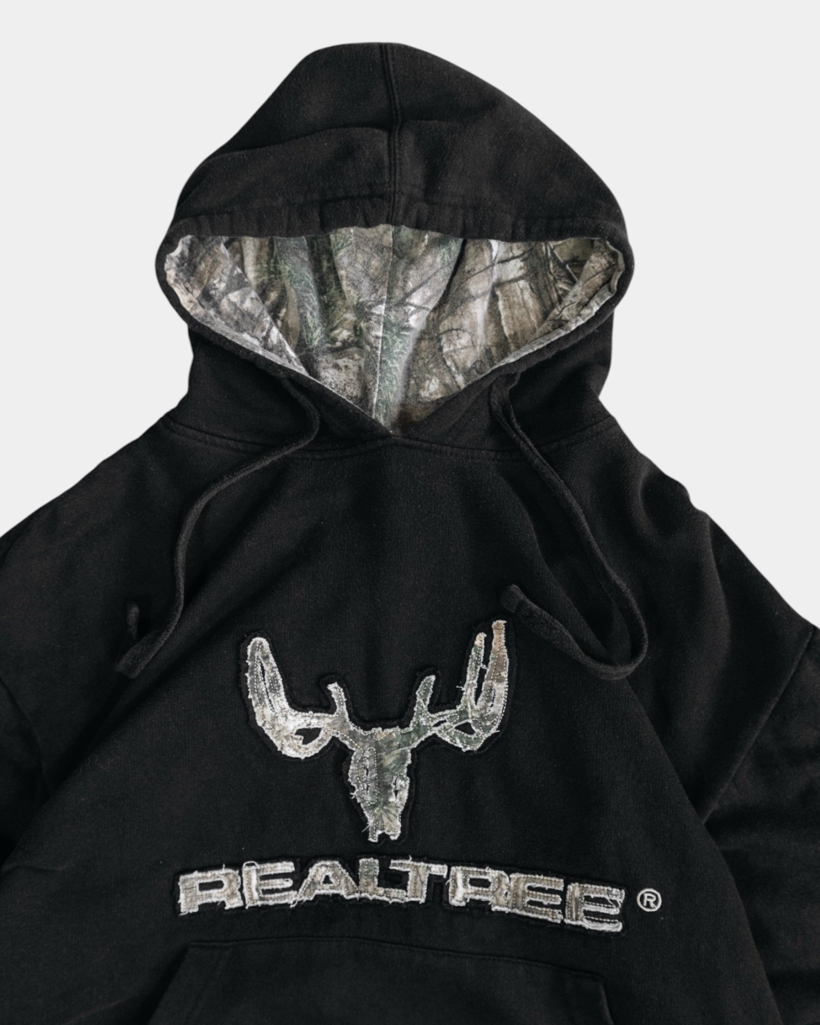 (L) VINTAGE REALTREE CAMO BLACK HOODIE
