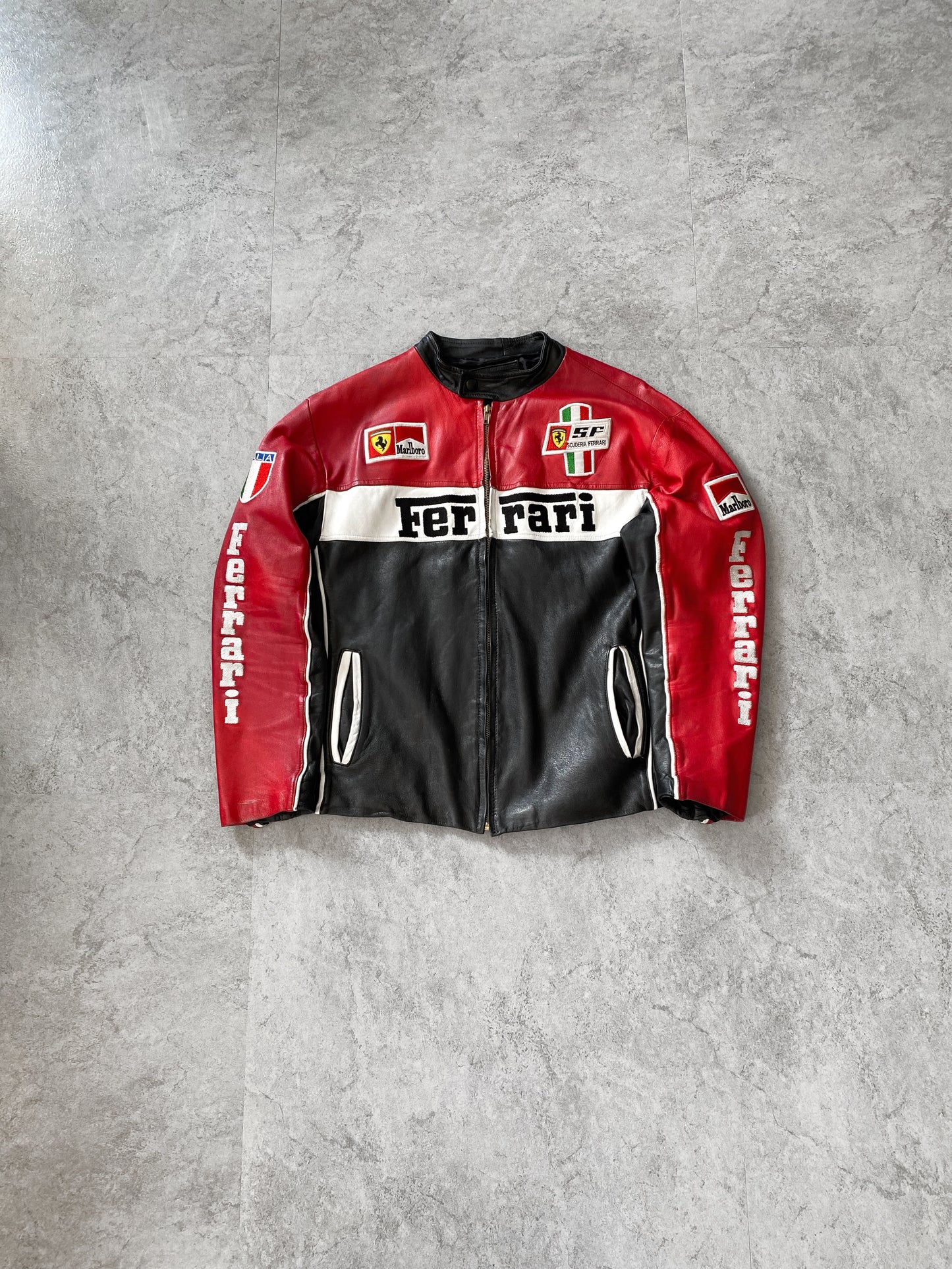 90s Vintage Ferrari Racing Leather Jacket