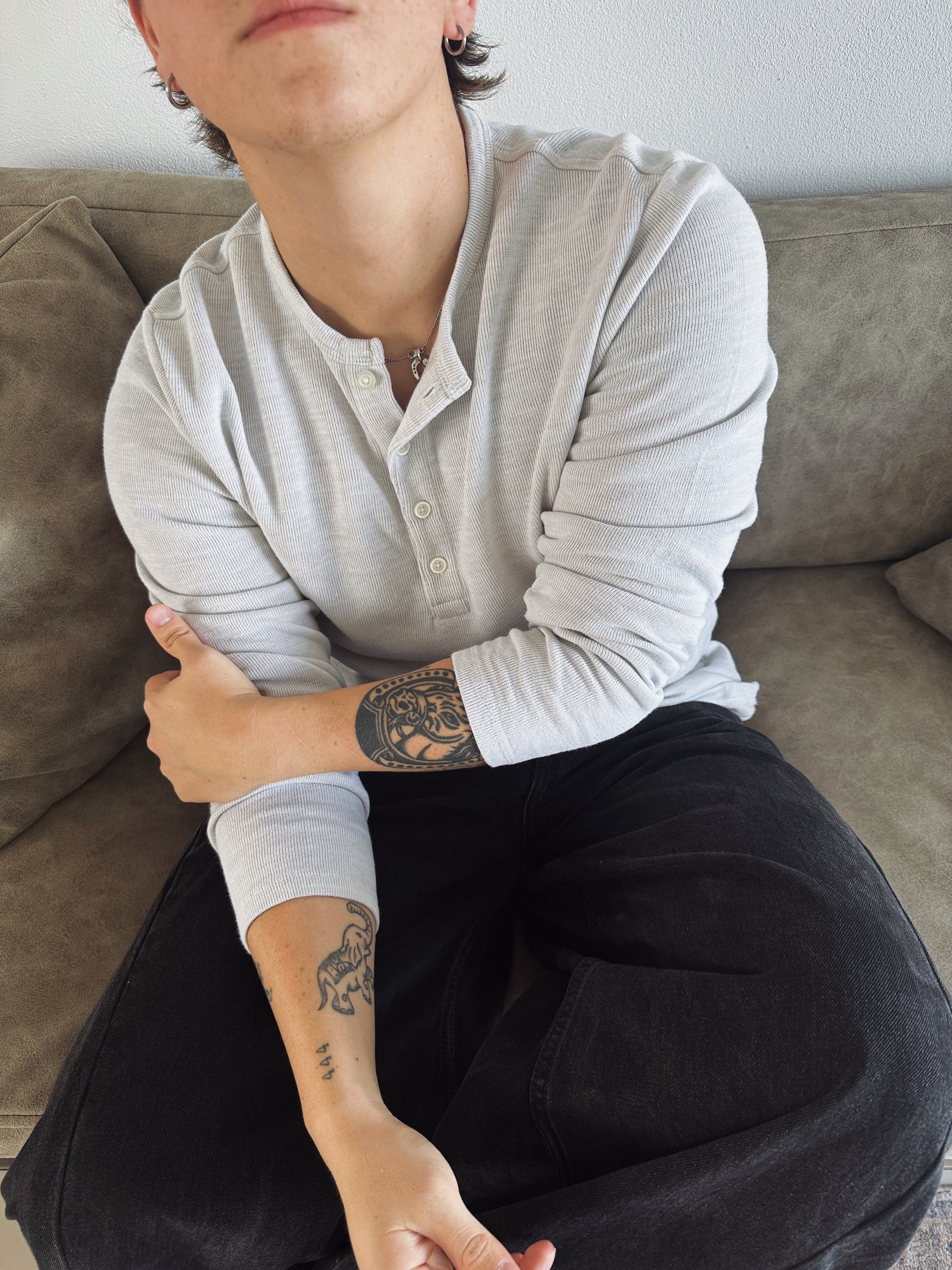 (M) 90’S VINTAGE HENLEY LONG SLEEVE
