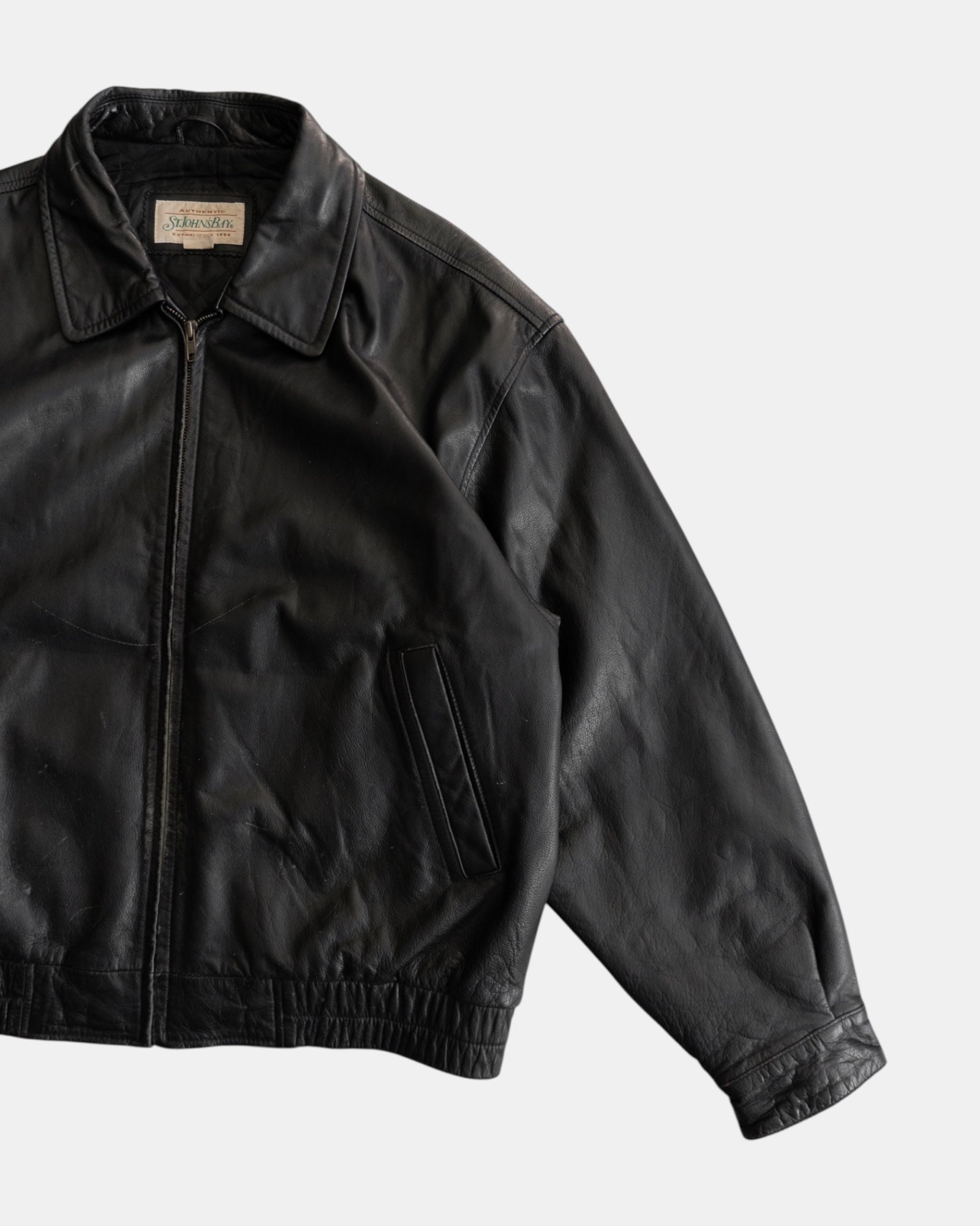 (XL) VINTAGE S.T JOHN’S BAY BOMBER LEATHER JACKET
