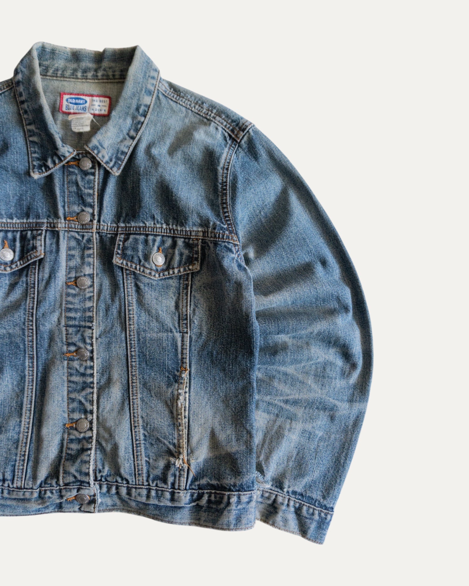 (S) 90’S VINTAGE OLD NAVY DENIM DISTRESSED JACKET