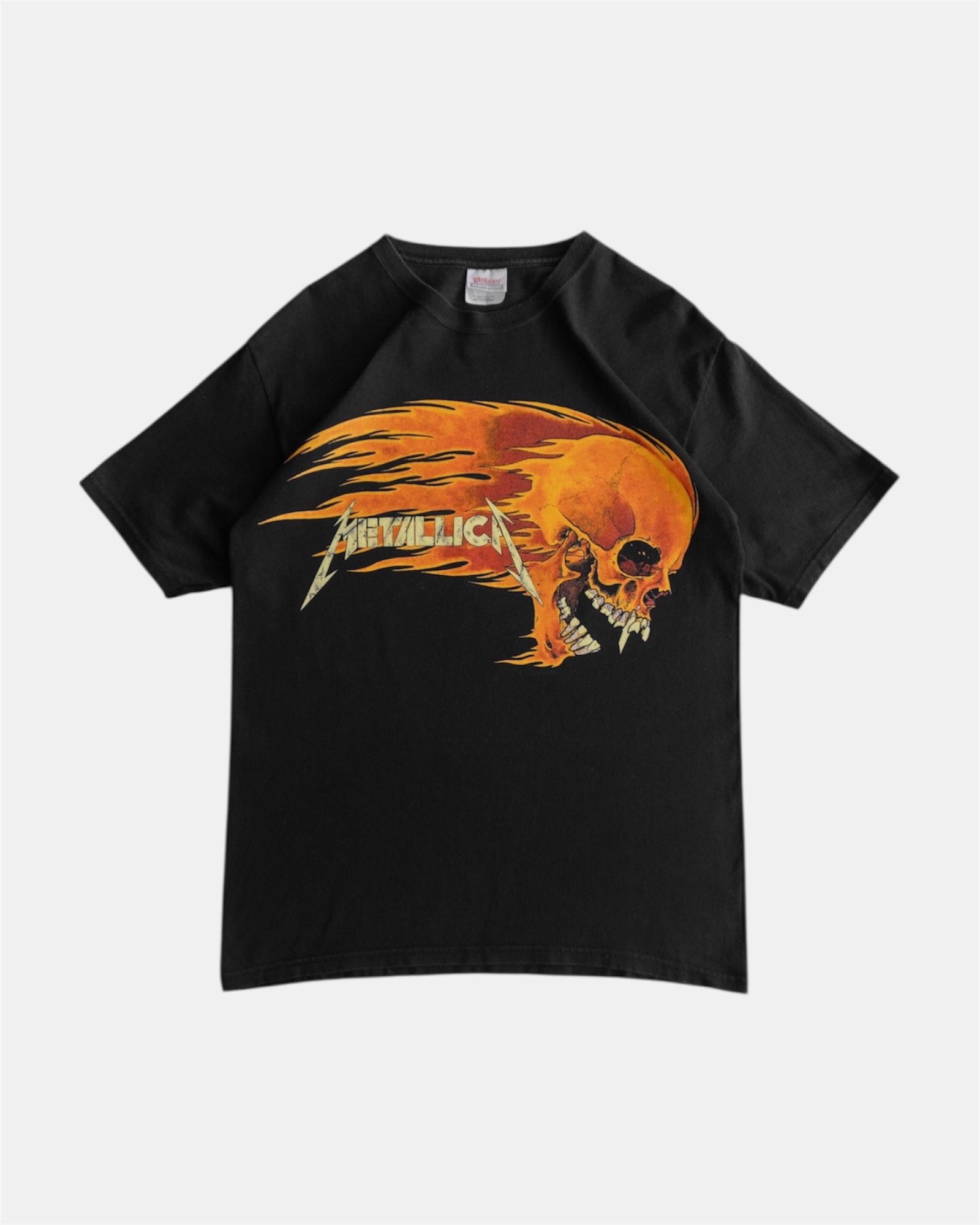 (M) 2000’S VINTAGE METALLICA PUSHEAD FLAMING SKULL BAND TEE