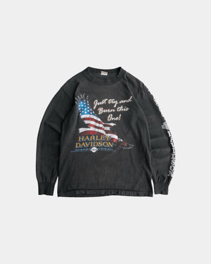 (S/M) 80’S VINTAGE HARLEY DAVIDSON EAGLE FADED LONG SLEEVE