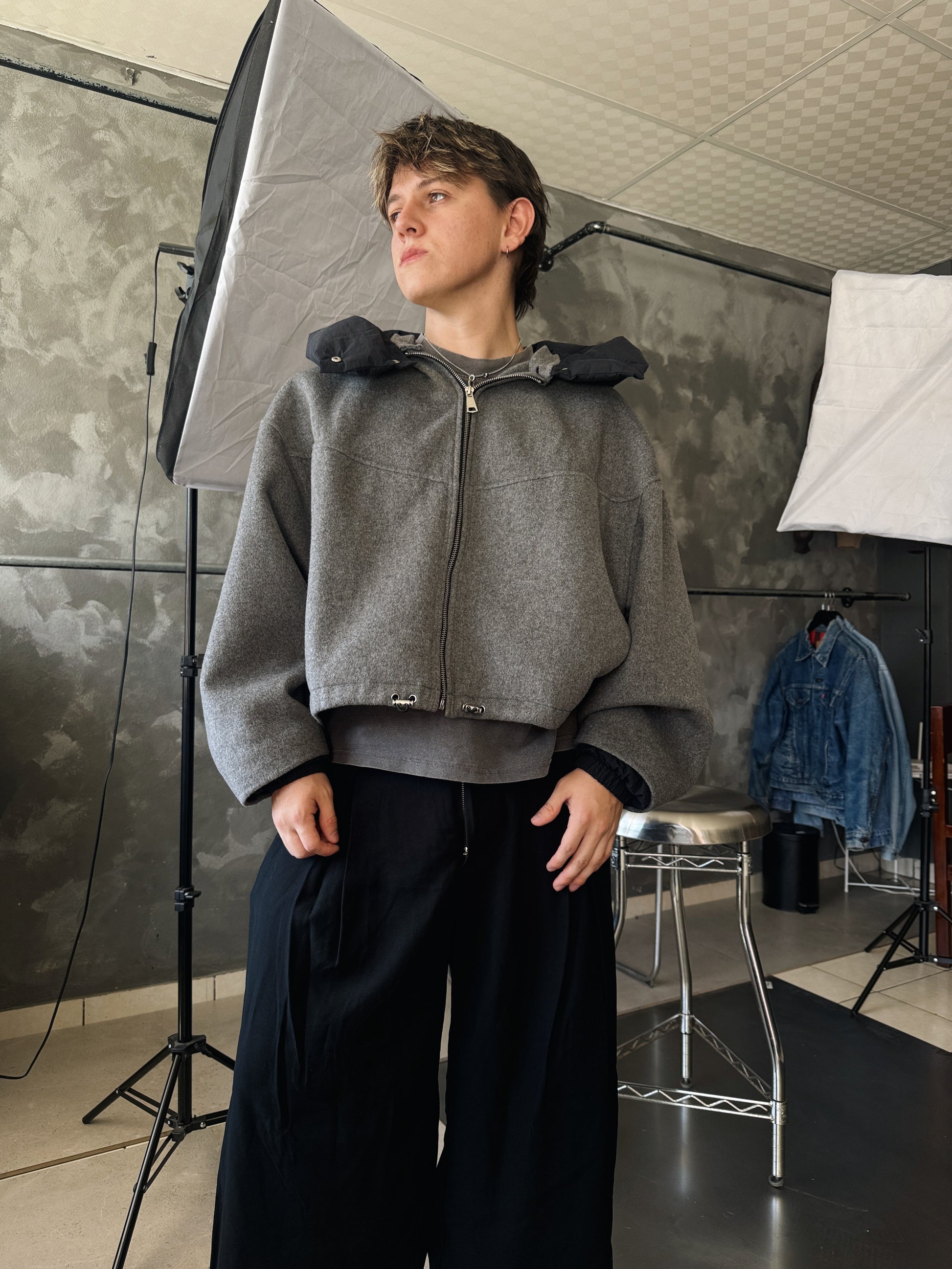 (BOXY M/L) BOMBER GRAY JACKET