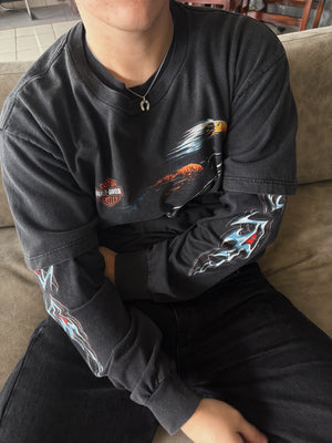 (FIT L) HARLEY DAVIDSON SUN FADED EAGLE TEE