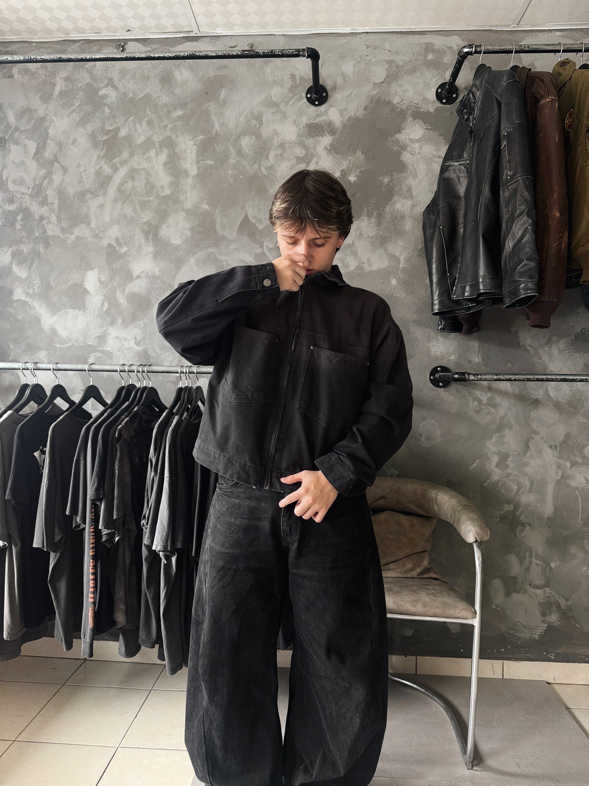 (M) PACSUN FADED TYPE DETROIT JACKET