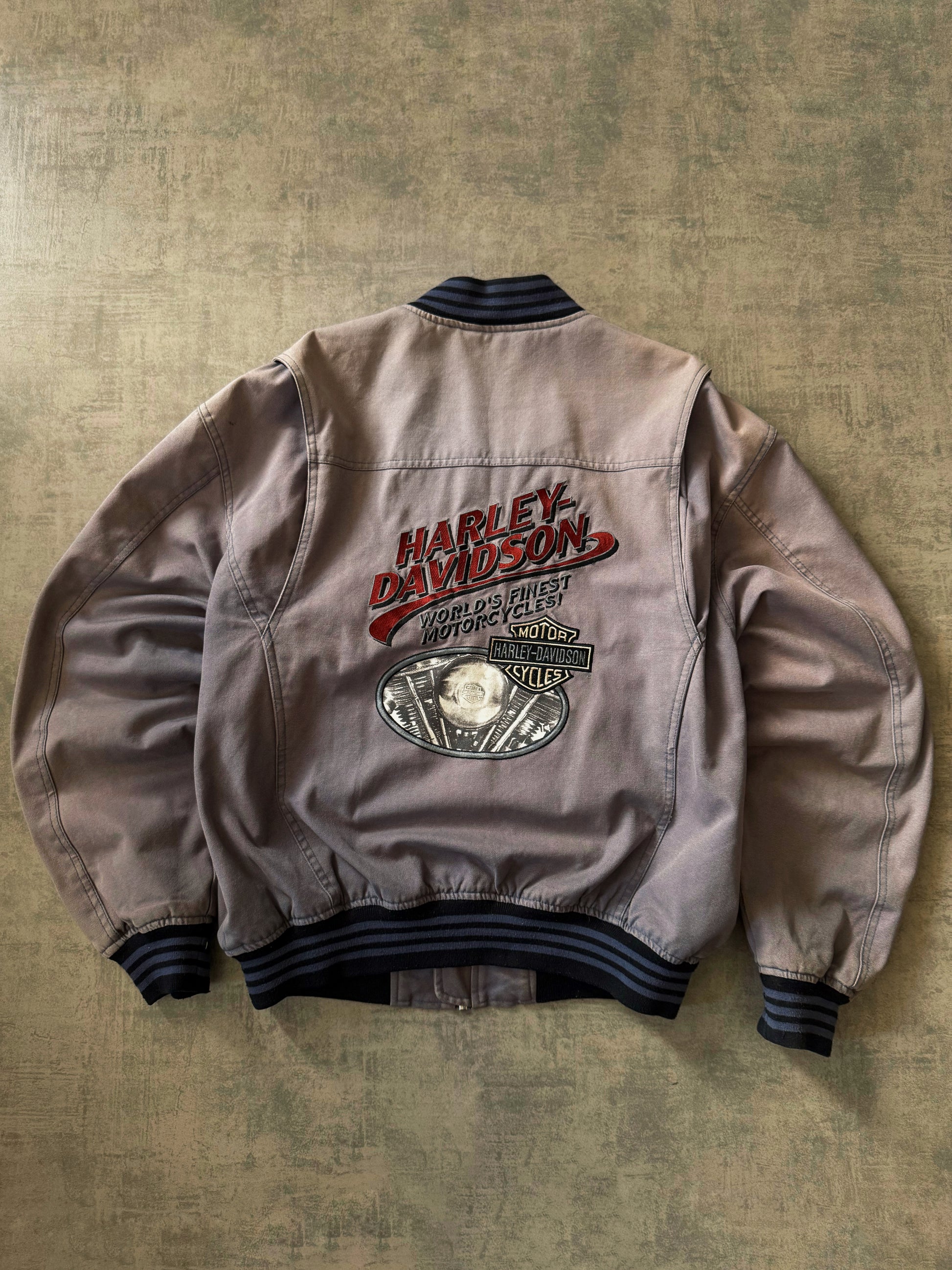 (L) 90’S VINTAGE HARLEY DAVIDSON FADED D-POCKET BOMBER JACKET