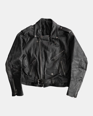 (L) VINTAGE LEATHER MOTOR BIKE JACKET