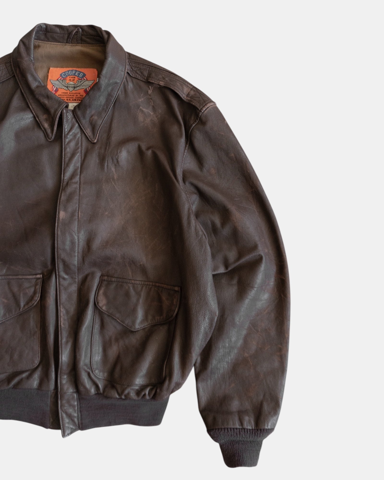 (L) 90’S VINTAGE COOPER TYPE A-2 LEATHER SMOKE JACKET