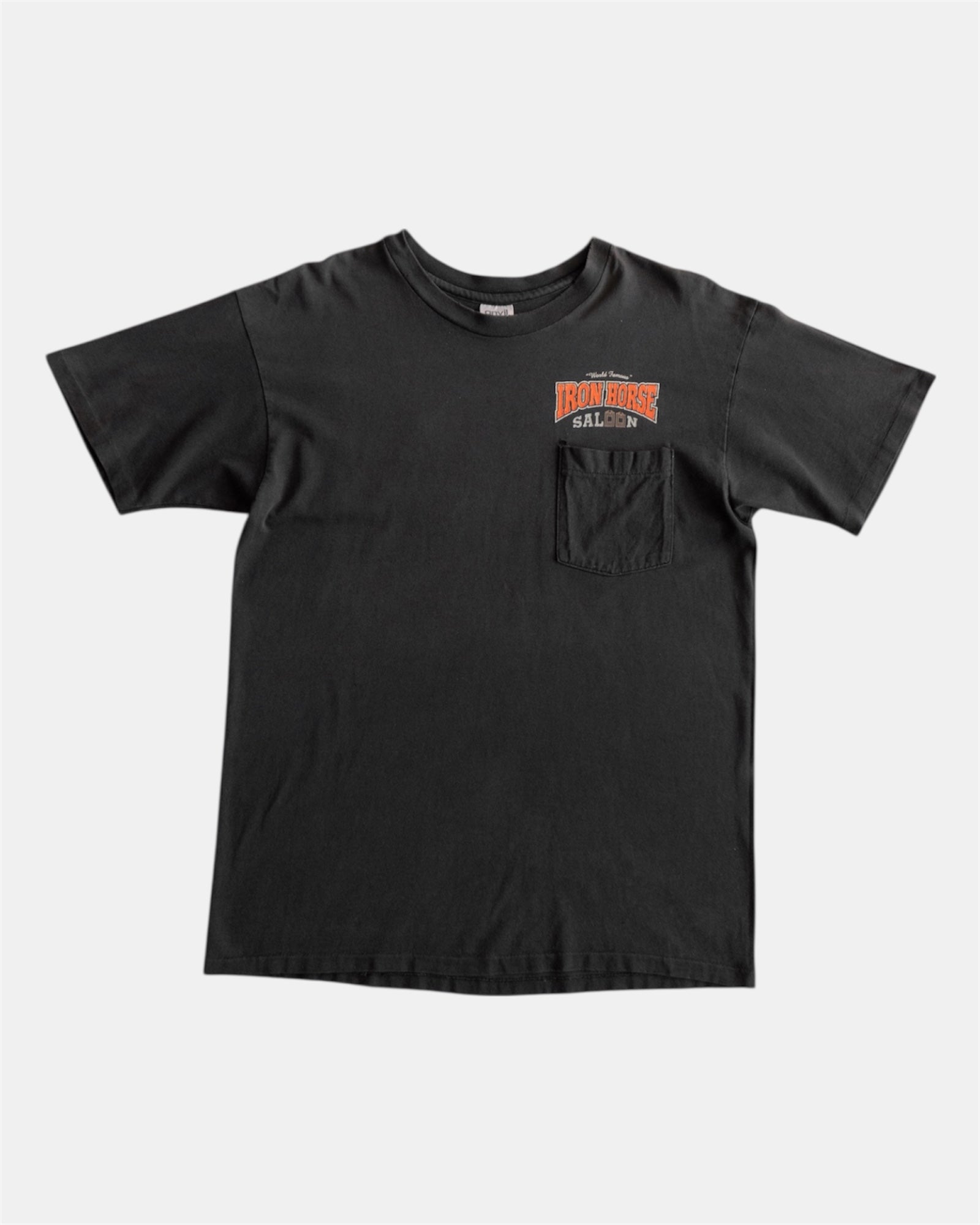 (L) 90’S VINTAGE IRON HORSE FADED POCKET TEE