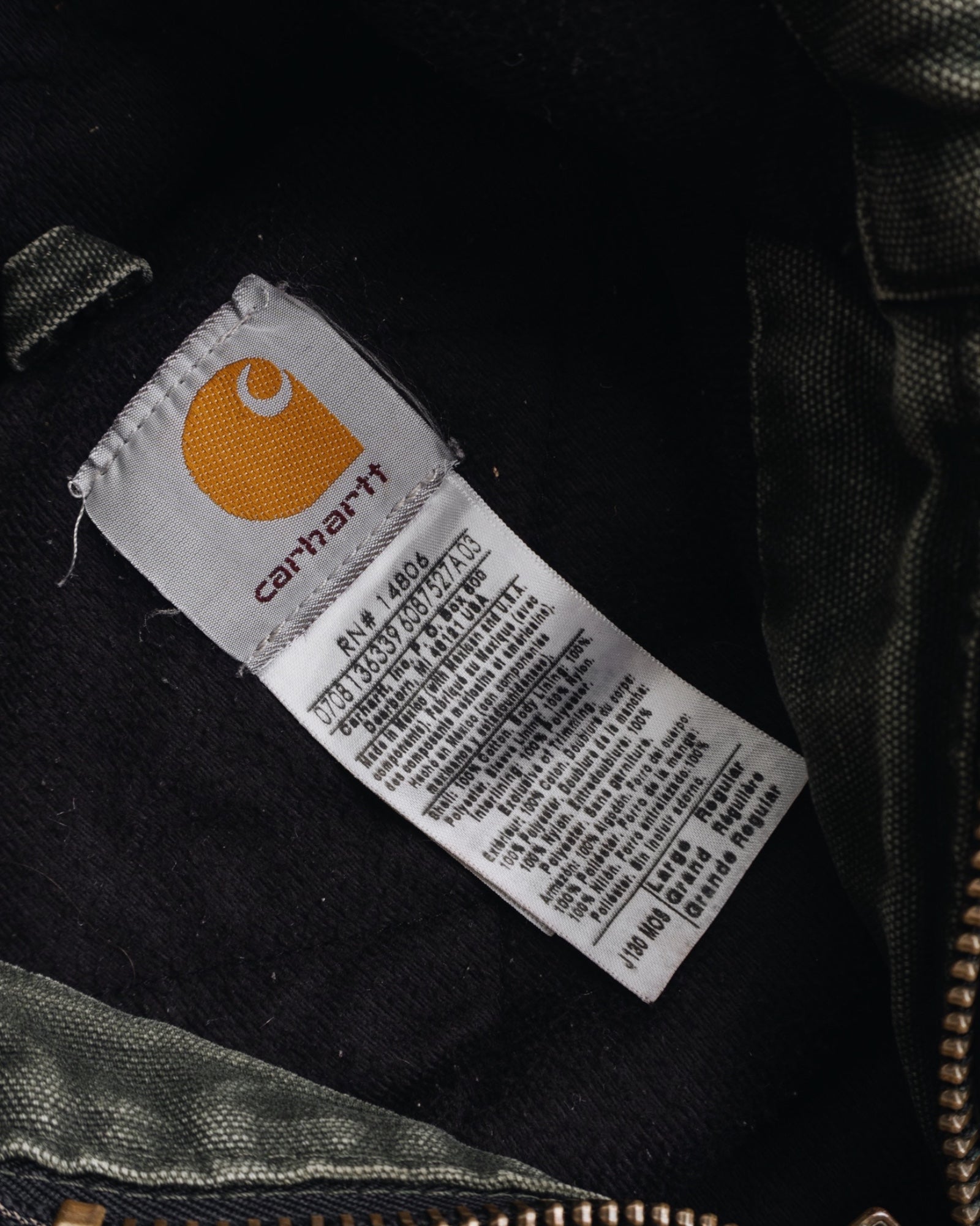 (L) VINTAGE CARHARTT GREEN OLIVE FADED ACTIVE JACKET