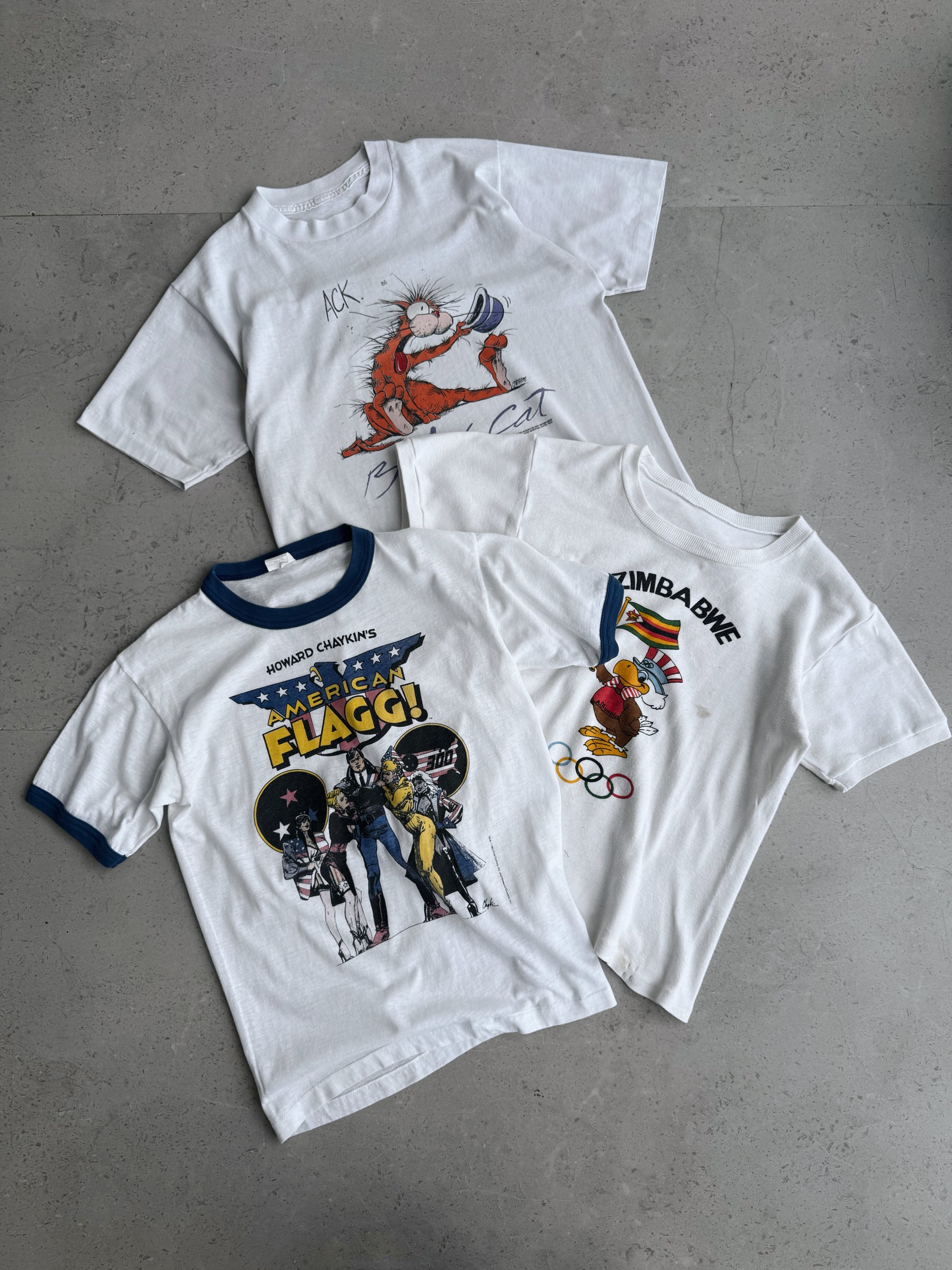 (S) 80’S VINTAGE HOWARD CHAYKIN’S AMERICAN FLAGG COMIC RINGER TEE