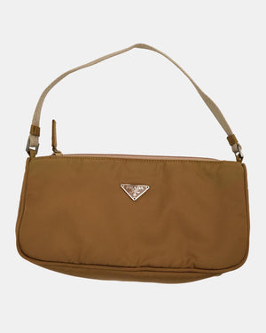 PRADA BROWN NYLON SHOULDER BAG - REP