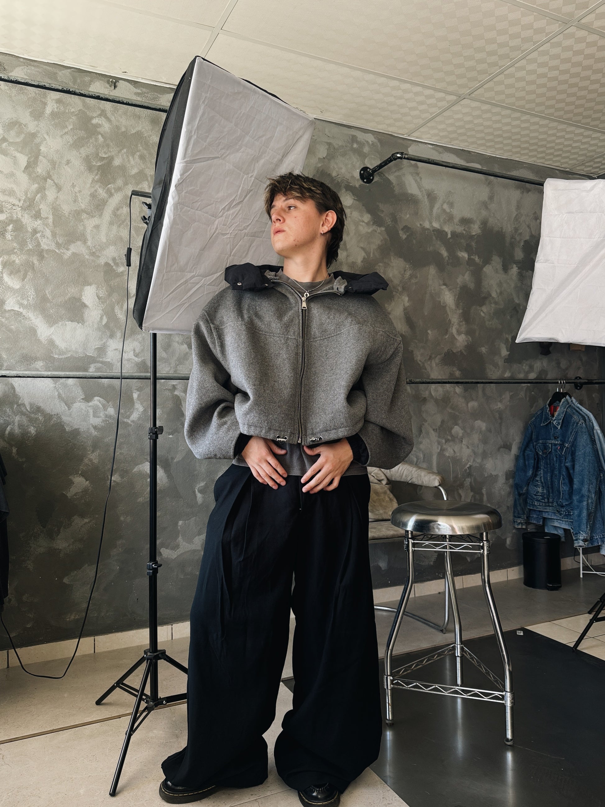 (BOXY M/L) BOMBER GRAY JACKET