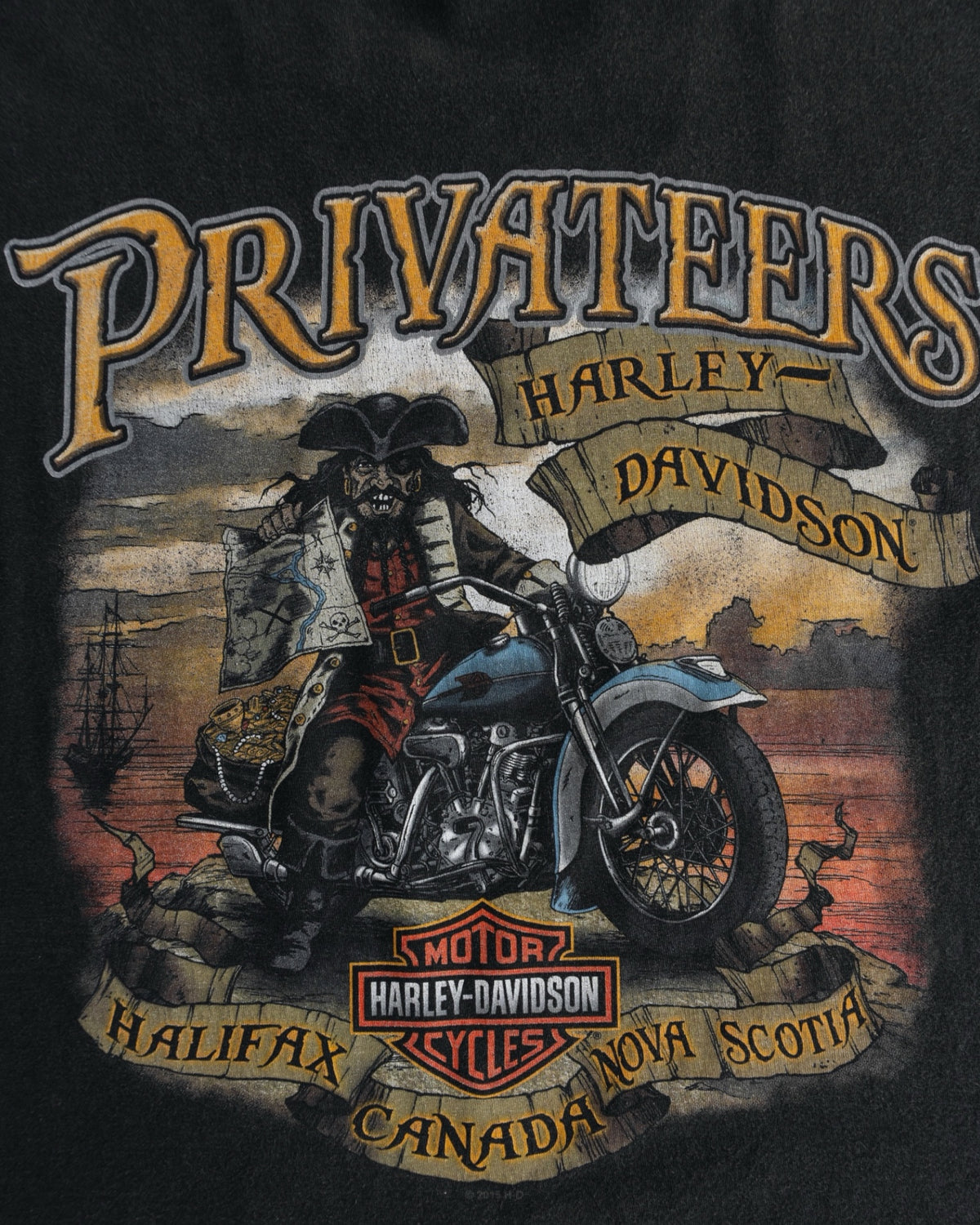 (L) HARLEY DAVIDSON MOTORCYCLES HALIFAX PIG FADED TEE
