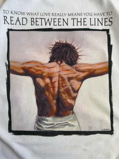 (M) RARE VINTAGE JESÚS LOVE READ BETWEEN THE LINES TEE