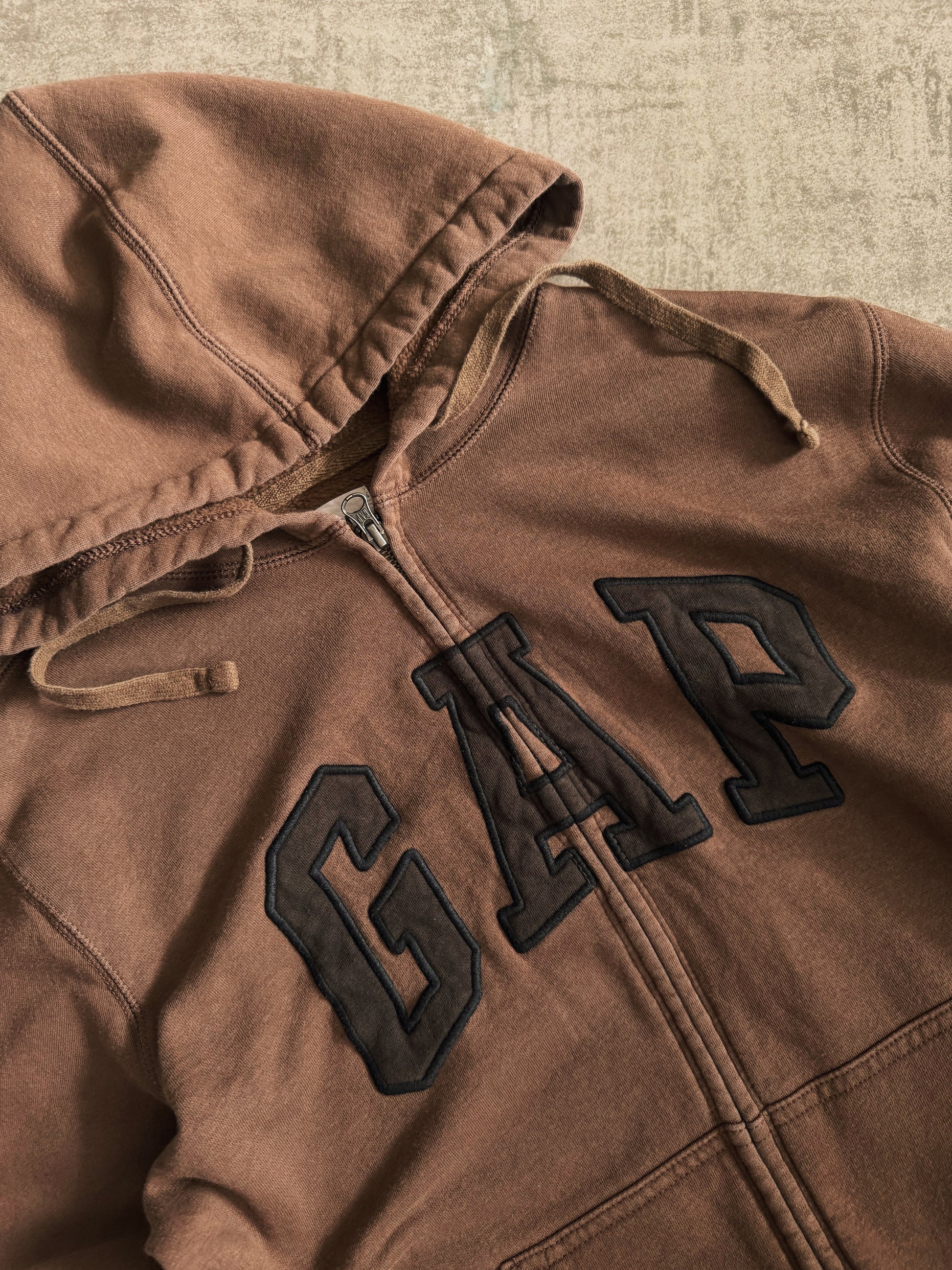 (M) GAP BROWN FADED HOODIE FULL ZIP