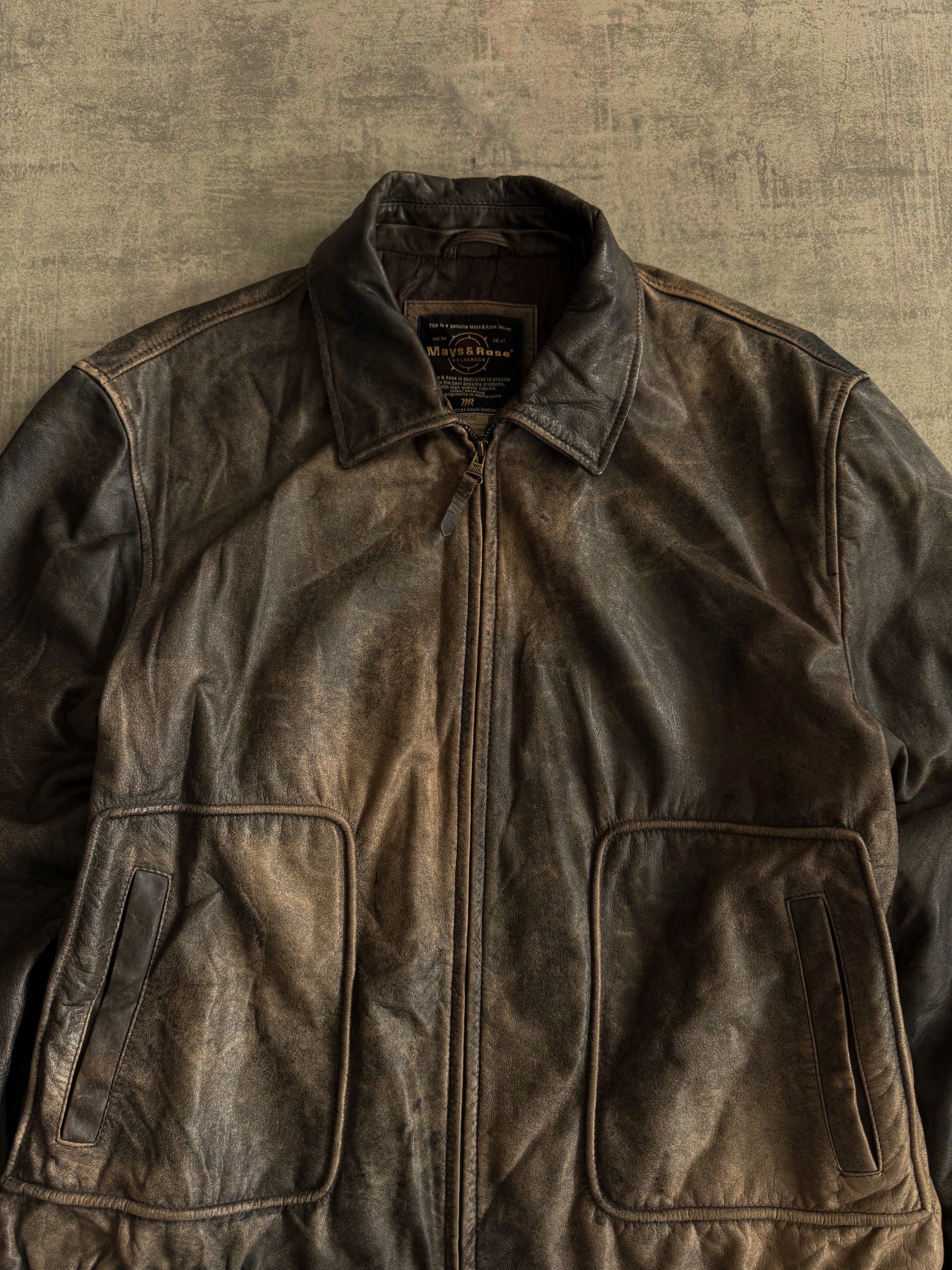 (L) VINTAGE MAY&ROSE FADED LEATHER JACKET