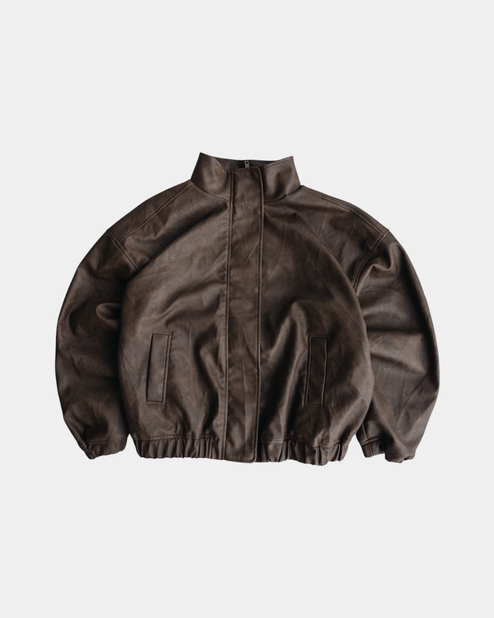 (L) BOMBER TYPE LEATHER JACKET (NEW)
